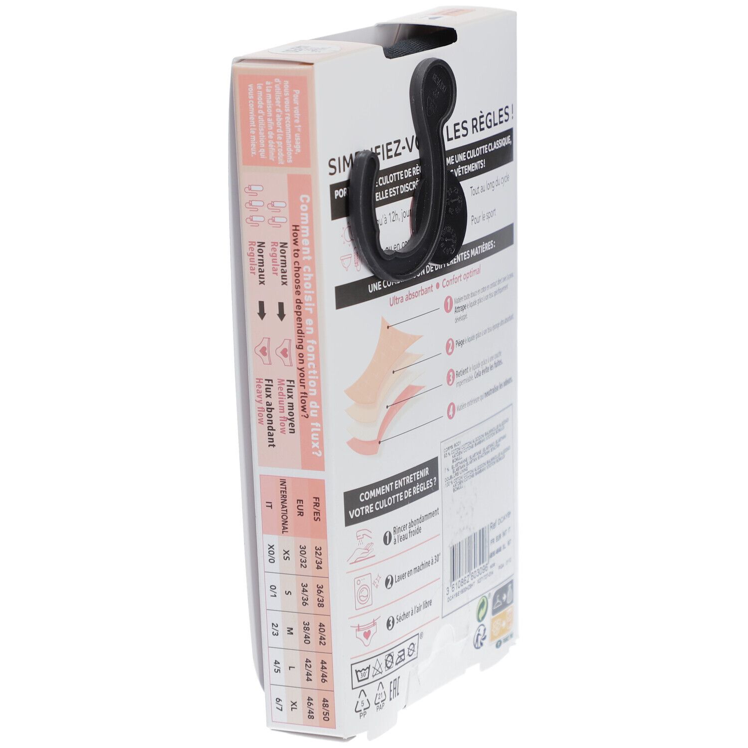 DIM Protect Culotte de règles Lavable - Boxer - Coton bio - Flux Abondant - 48/50