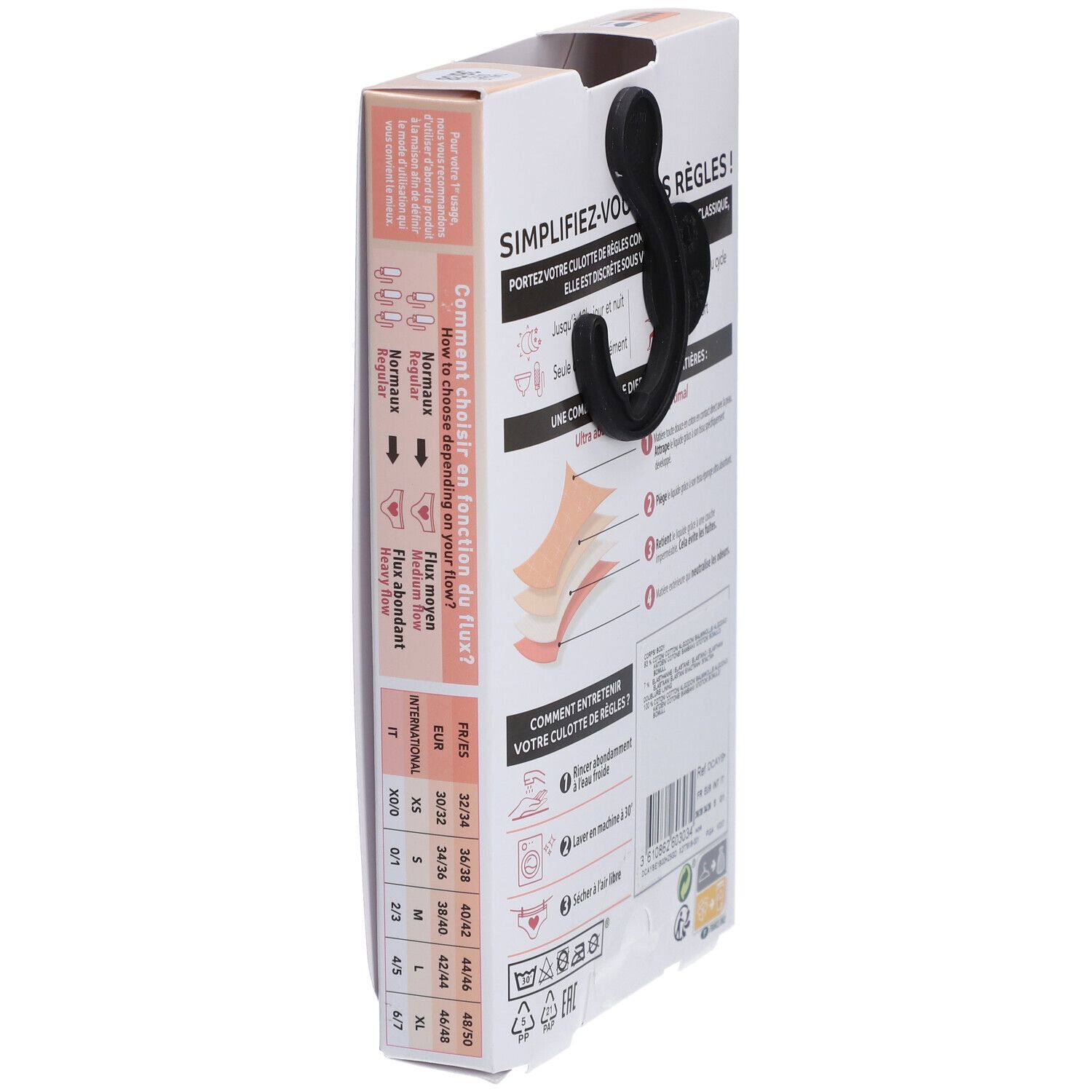 DIM Protect Culotte de règles Lavable - Boxer - Coton bio - Flux Abondant - 36/38