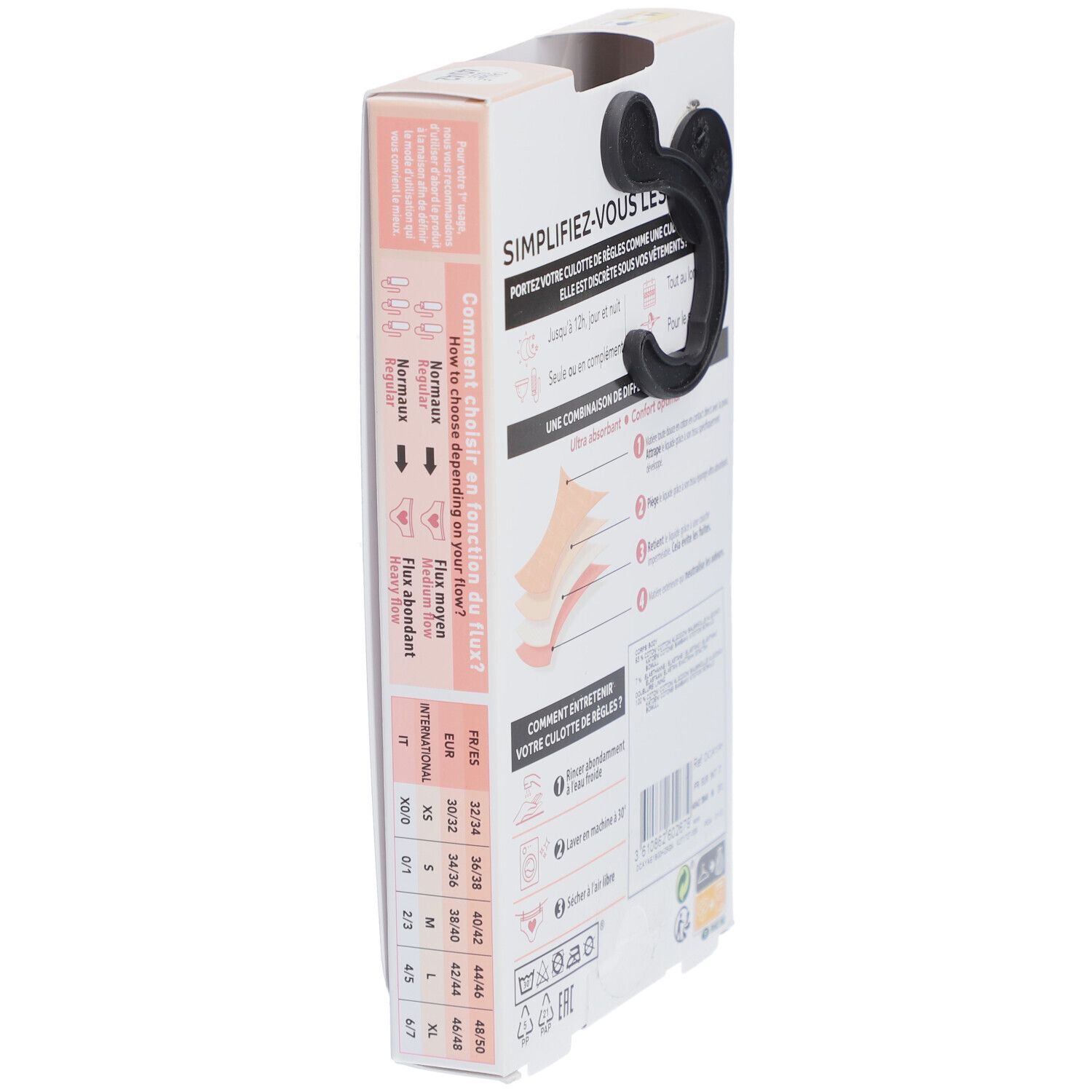 DIM Protect Culotte de règles Lavable - Boxer - Coton bio - Flux Moyen - 40/42