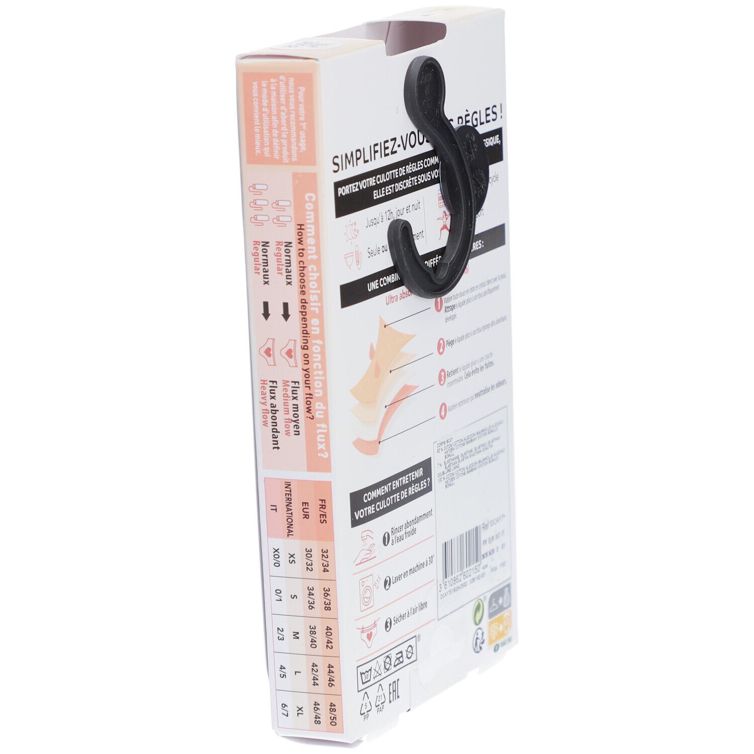 DIM Protect Culotte de règles Lavable - Slip - Coton bio - Flux Moyen - 36/38