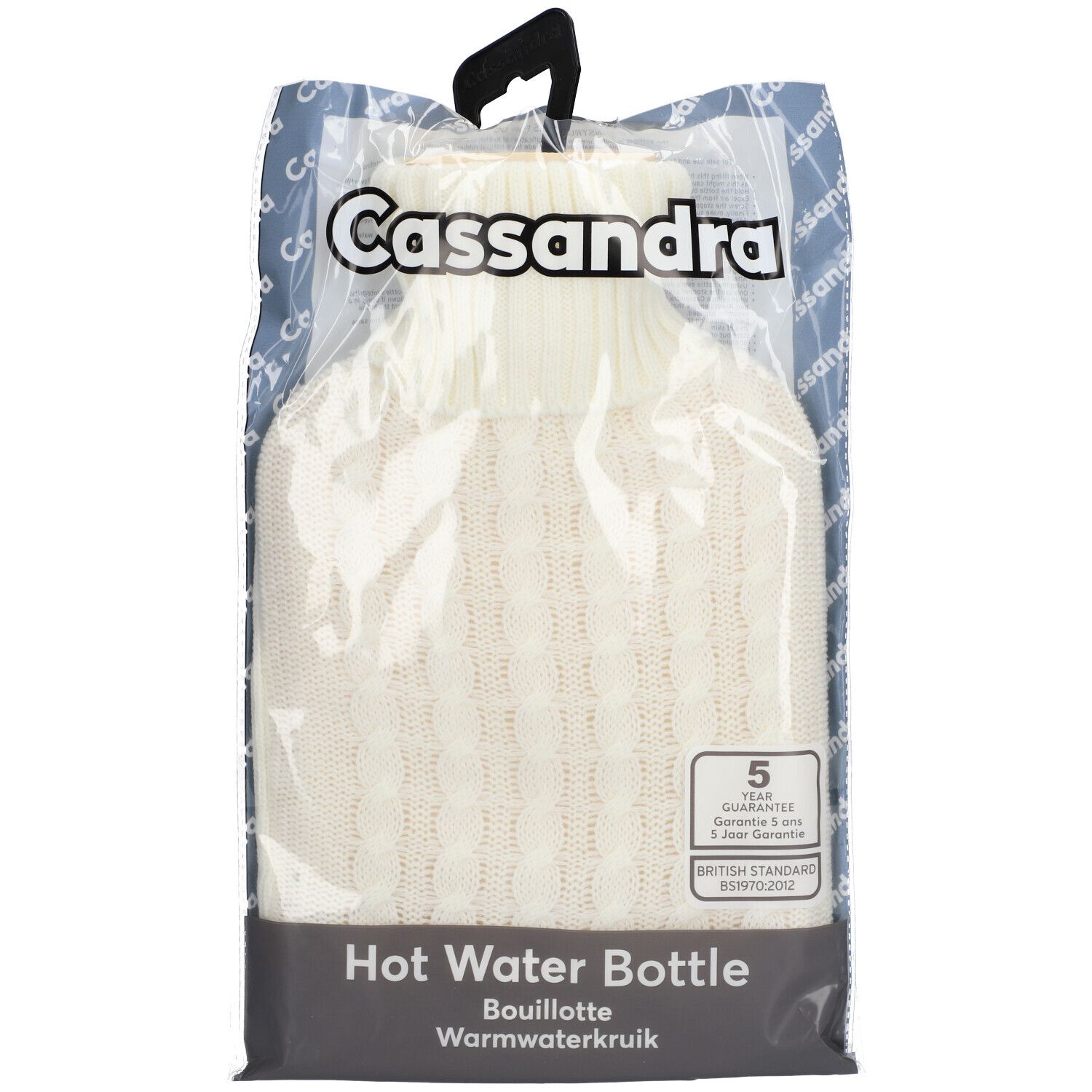 Cassandra Bouillotte Housse Tricot Blanche 1.8L