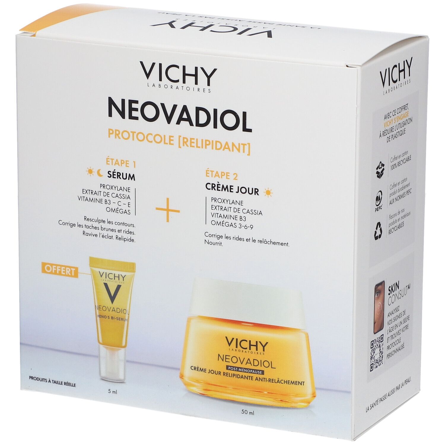 Vichy Coffret Neovadiol Protocole Post-Ménopause Relipidant Crème post-ménopause 50ml + Mini Sérum Neovadiol 15ml Offert