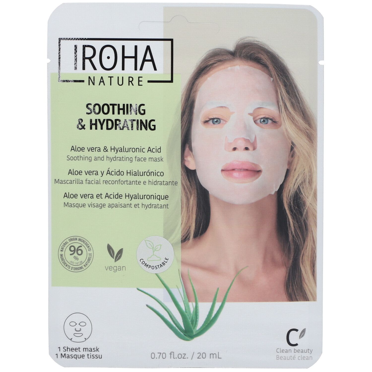 IROHA Nature - Masque Visage Hydratant À L'aloe Vera 20 ml - Farmaline