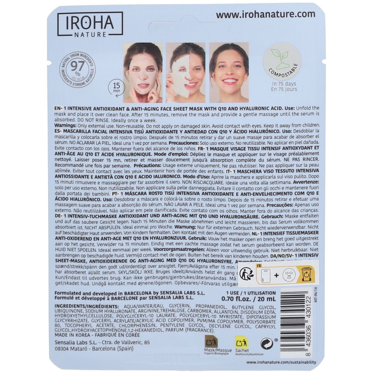 Iroha Nature Antioxydant & Masque Visage Anti-Âge