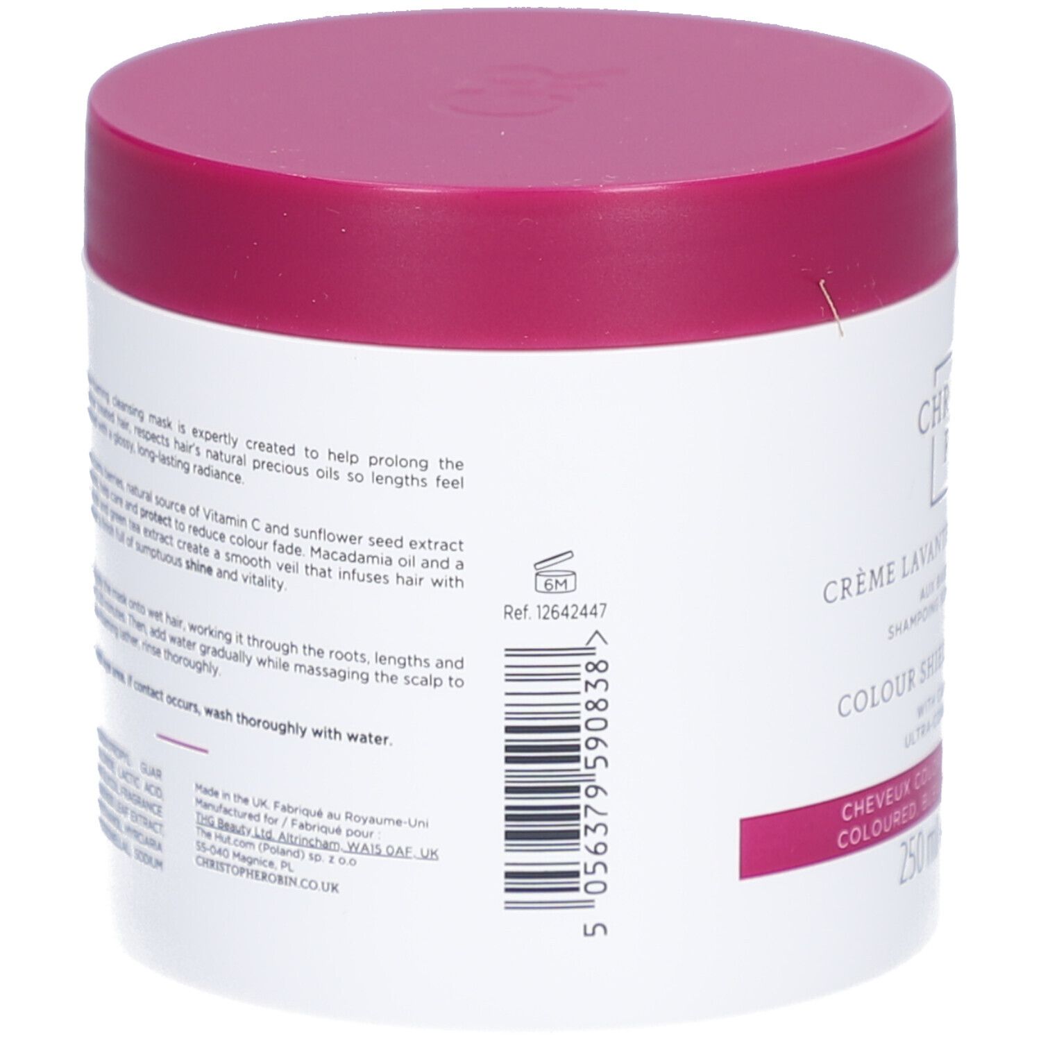 Achterkant van de Kleurbeschermende Wascrème Christophe Robin met Camu-Camu Bessen, 250 ml.