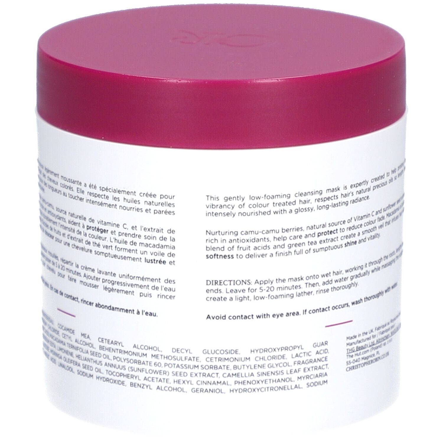 Zijaanzicht van de Kleurbeschermende Wascrème Christophe Robin met Camu-Camu Bessen, 250 ml.