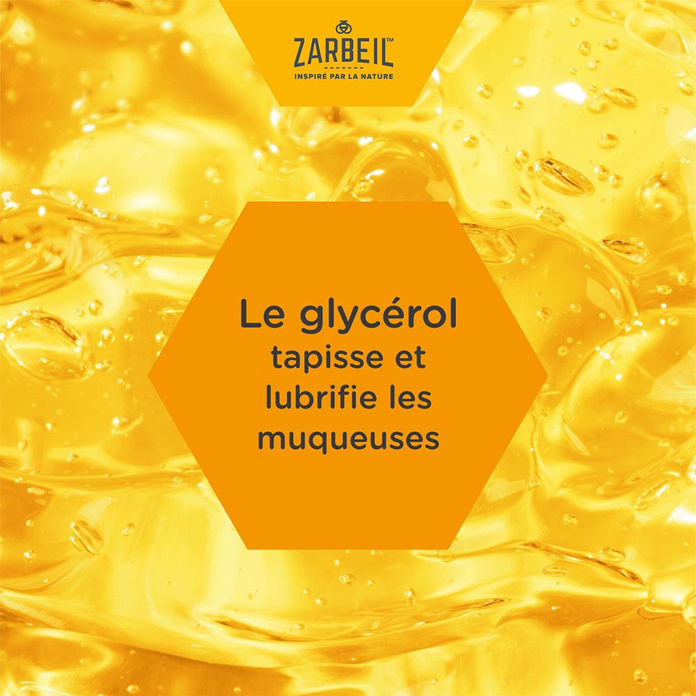 Fond jaune avec texte: Le glycérol tapisse et lubrifie les muqueuses.