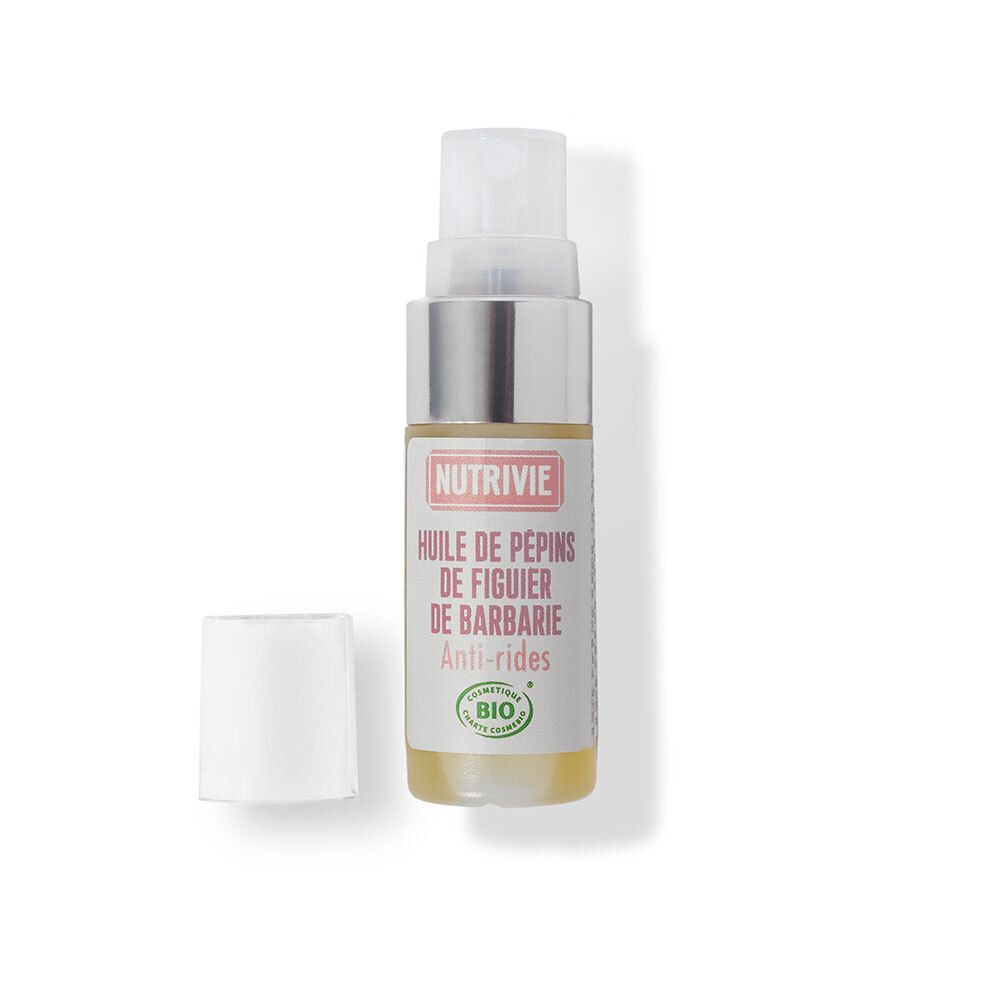Nutrivie Biologische Vijgcactuspitolie met pompdispenser en dop.