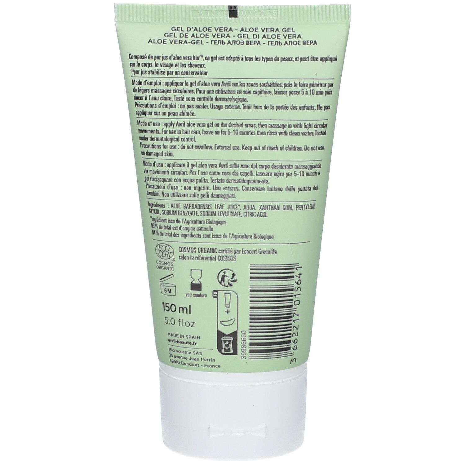 Avril GEL D'ALOE VERA 150 ML - CERTIFIÉ BIO