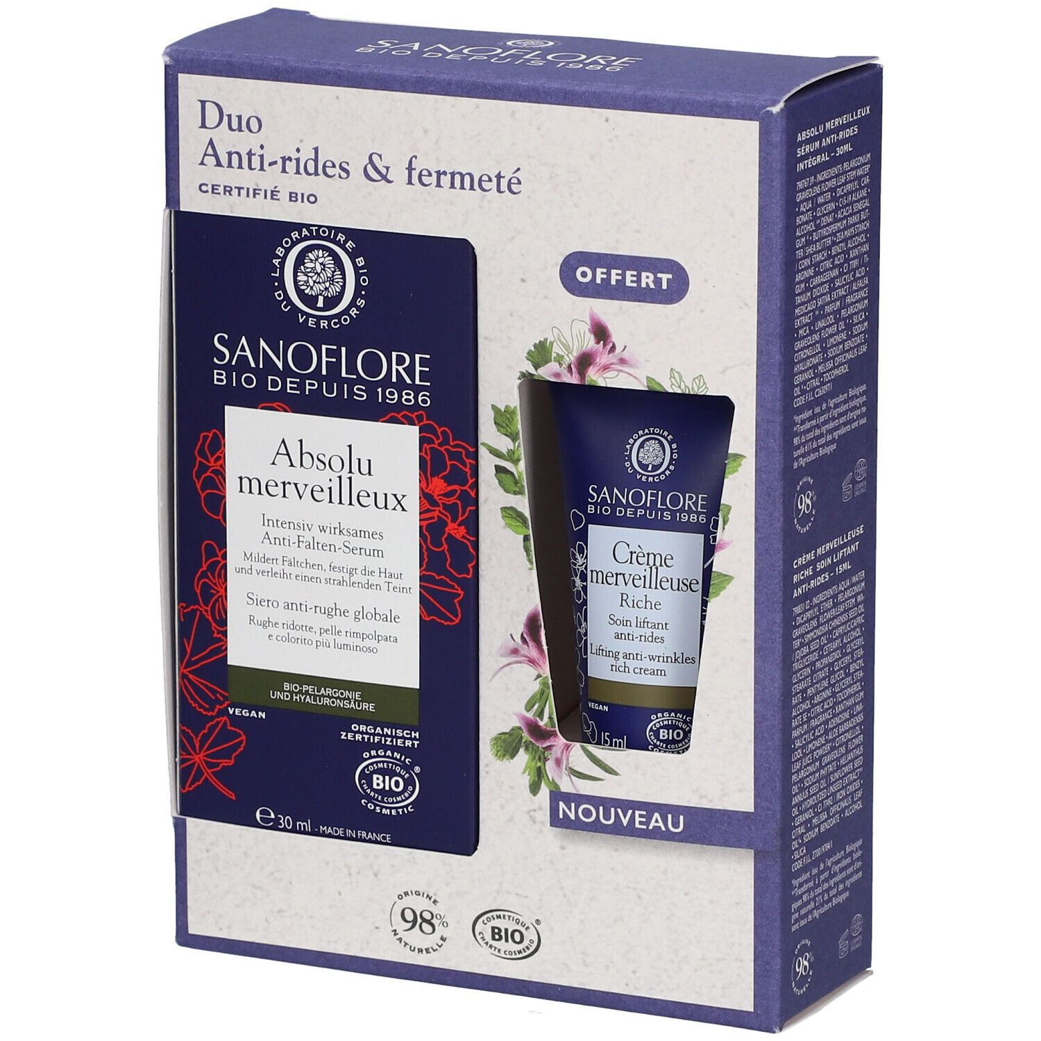 Sanoflore Set Duo Absolu Merveilleux Anti-Wrinkle Serum + Lifting Anti-Wrinkles Rich Cream