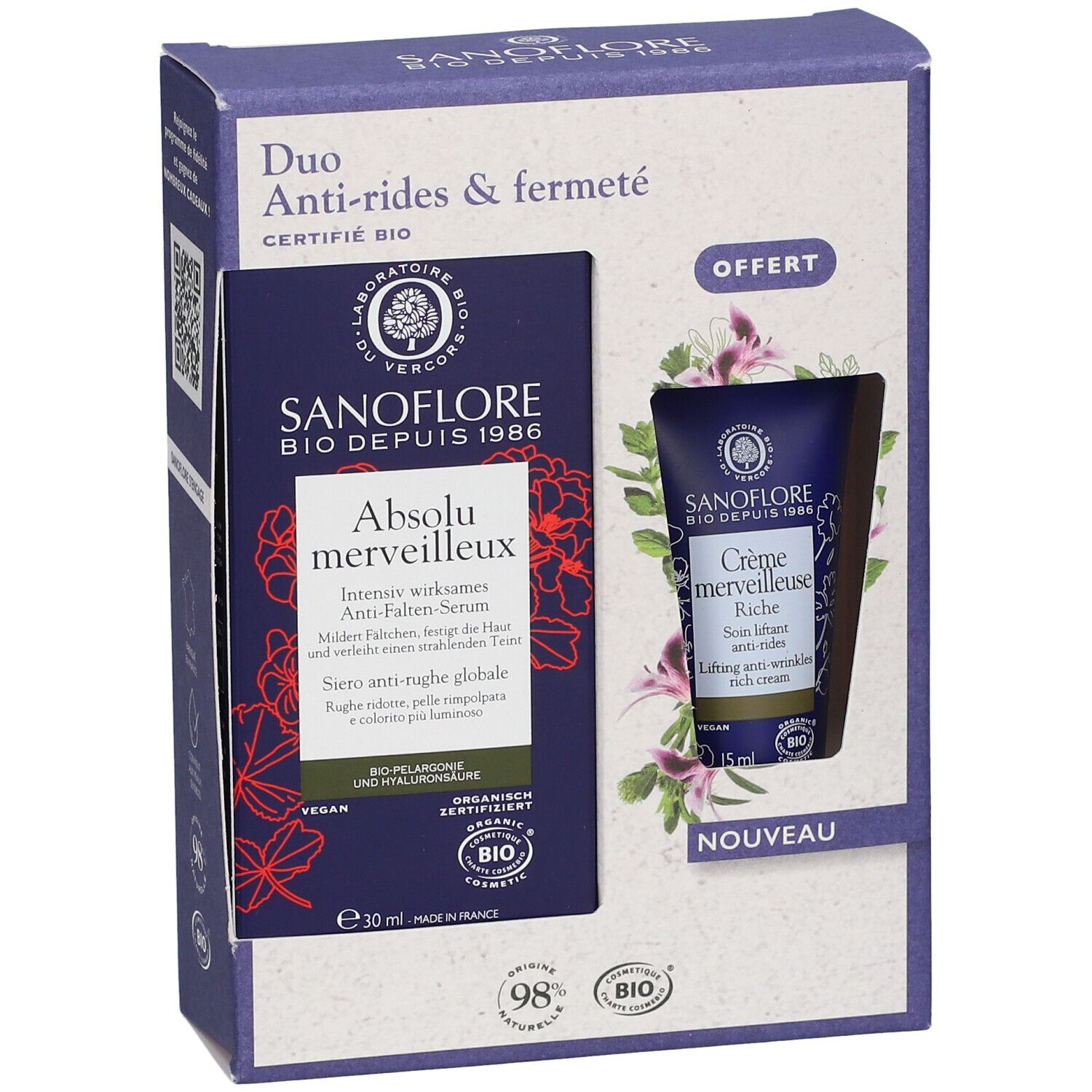 Sanoflore Set Duo Absolu Merveilleux Anti-Wrinkle Serum + Lifting Anti-Wrinkles Rich Cream