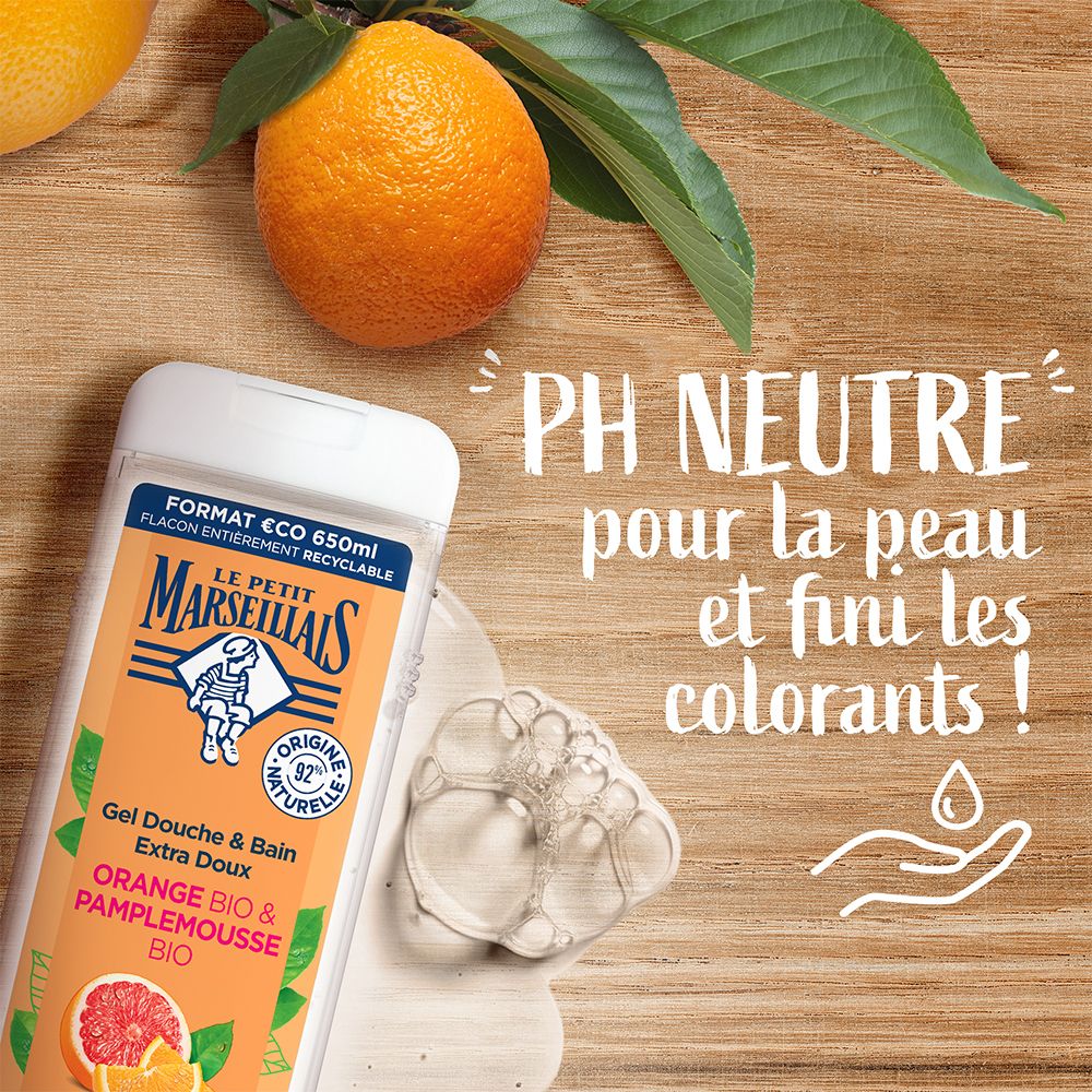 Le Petit Marseillais Gel Douche & Bain Orange bio & Pamplemousse bio