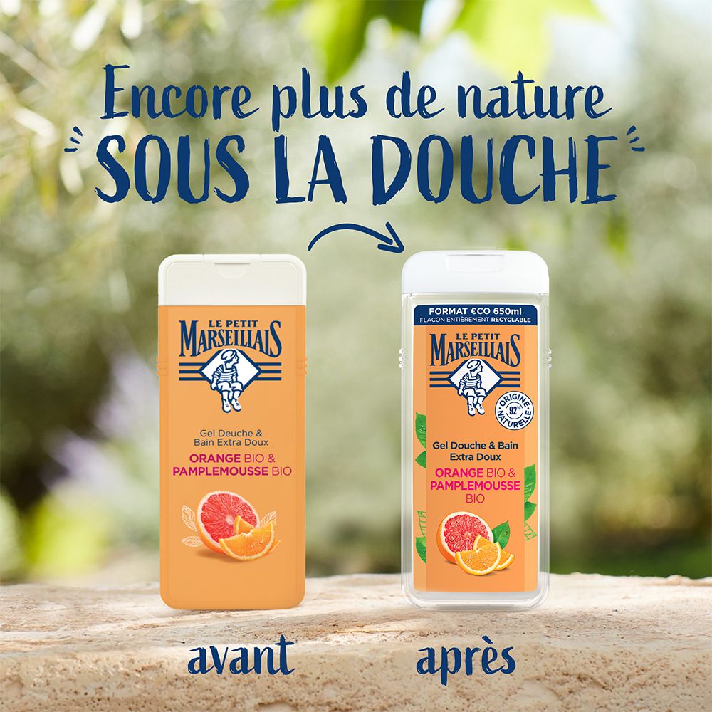 Le Petit Marseillais Gel Douche & Bain Orange bio & Pamplemousse bio