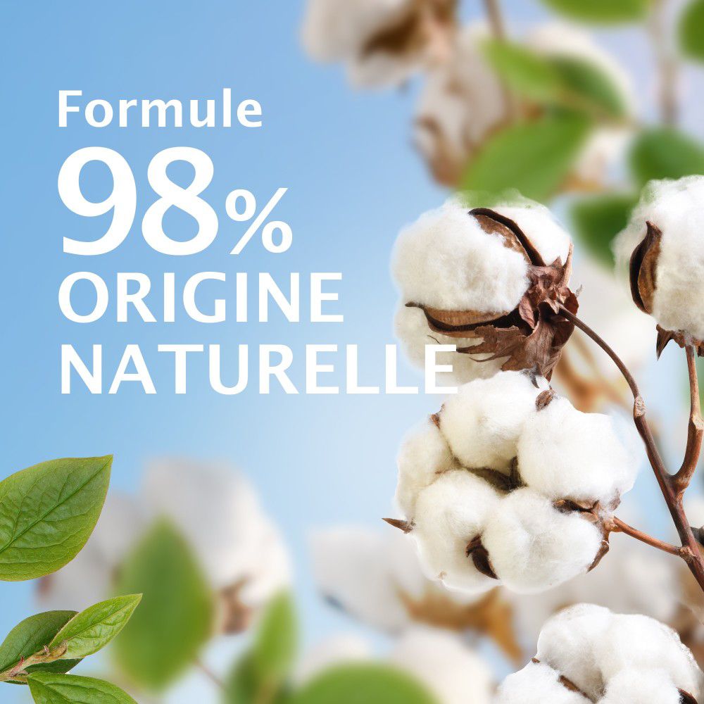 Katoenbloemen. Tekst: 98% van natuurlijke oorsprong.