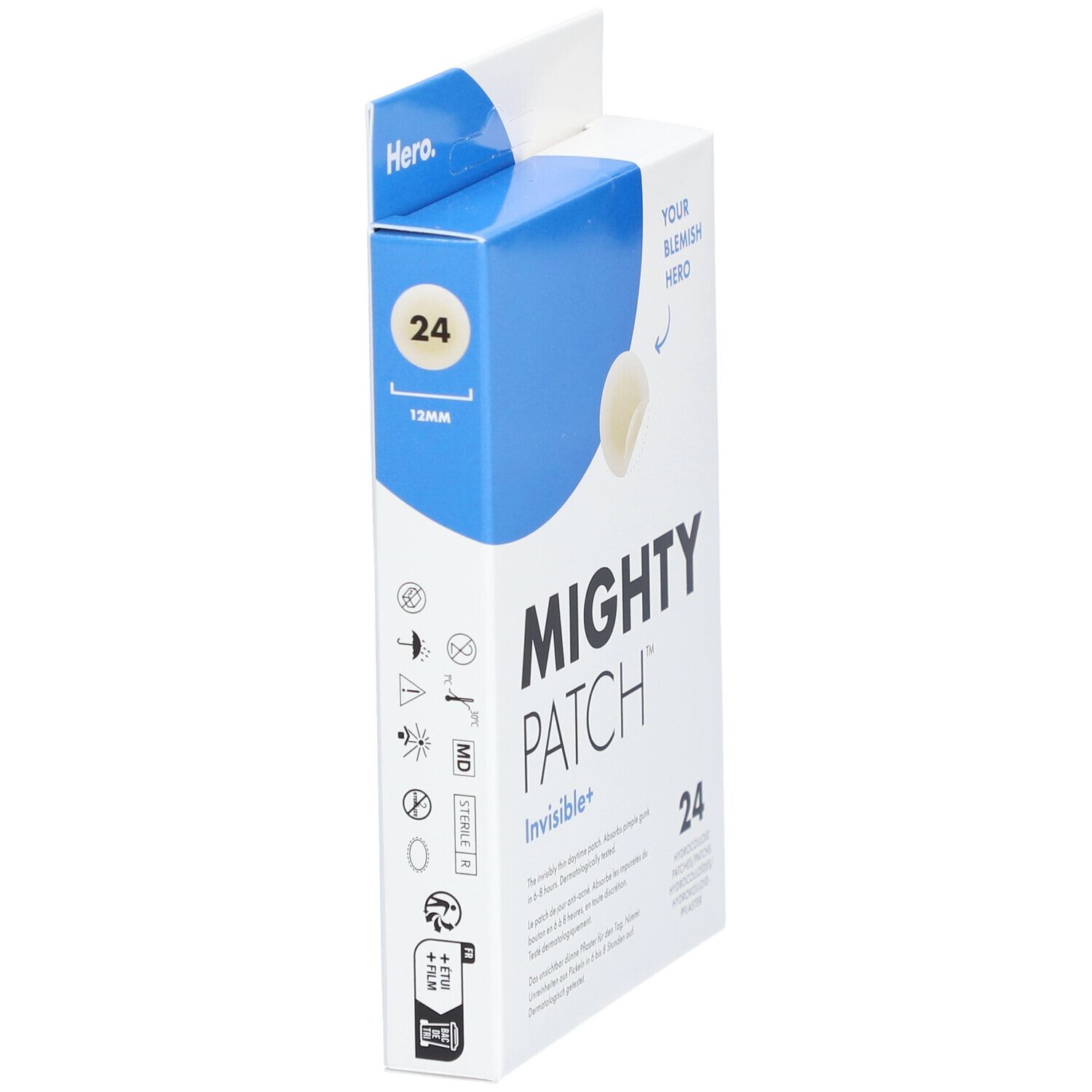Boîte Mighty Patch Invisible+ de 24 pansements hydrocolloïdes, 13mm.