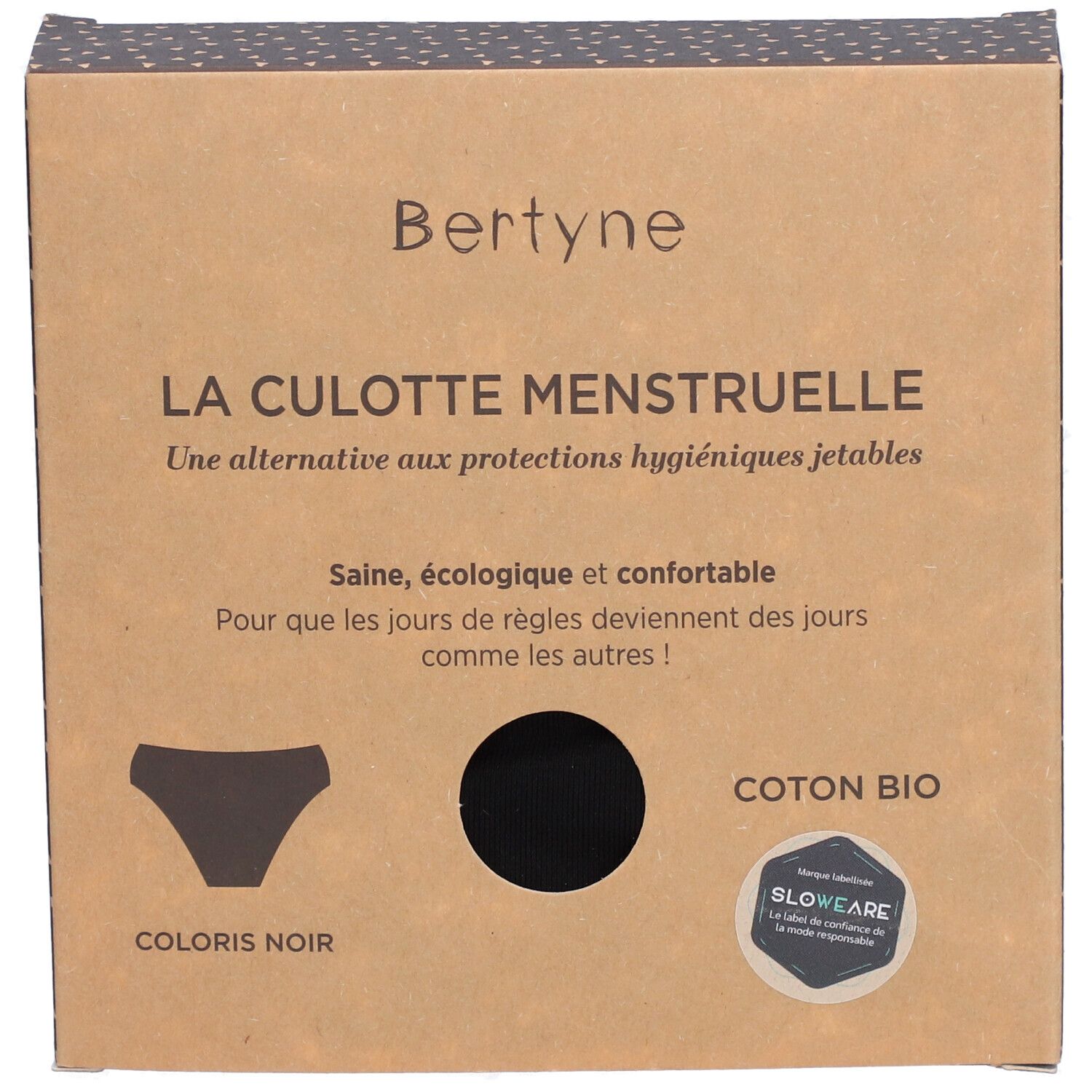 BERTYNE Menstruatieslip - Biologisch katoen - Medium flow - Maat 3XL - Zwart