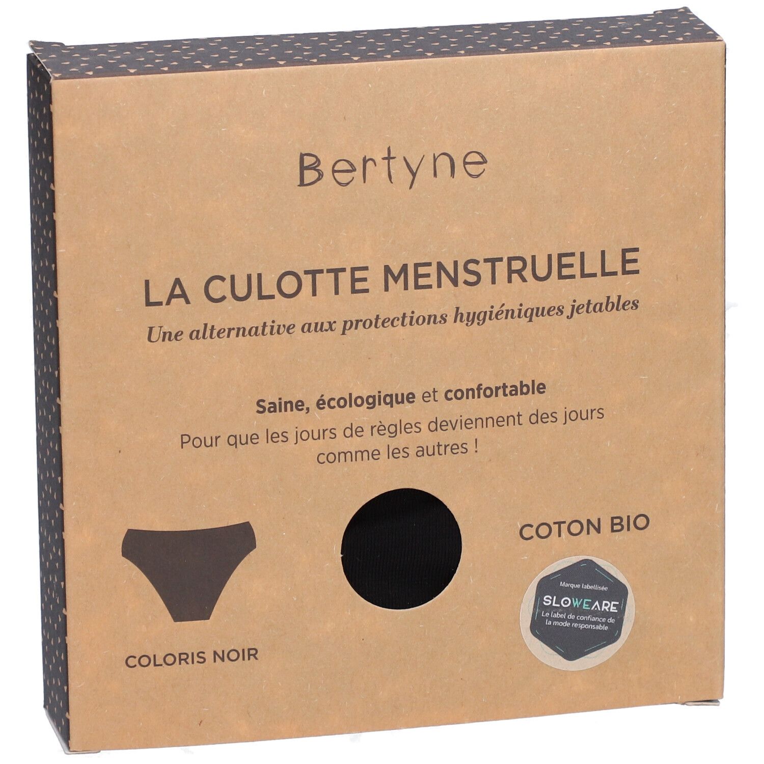 BERTYNE Menstruatieslip - Biologisch katoen - Medium flow - Maat 3XL - Zwart