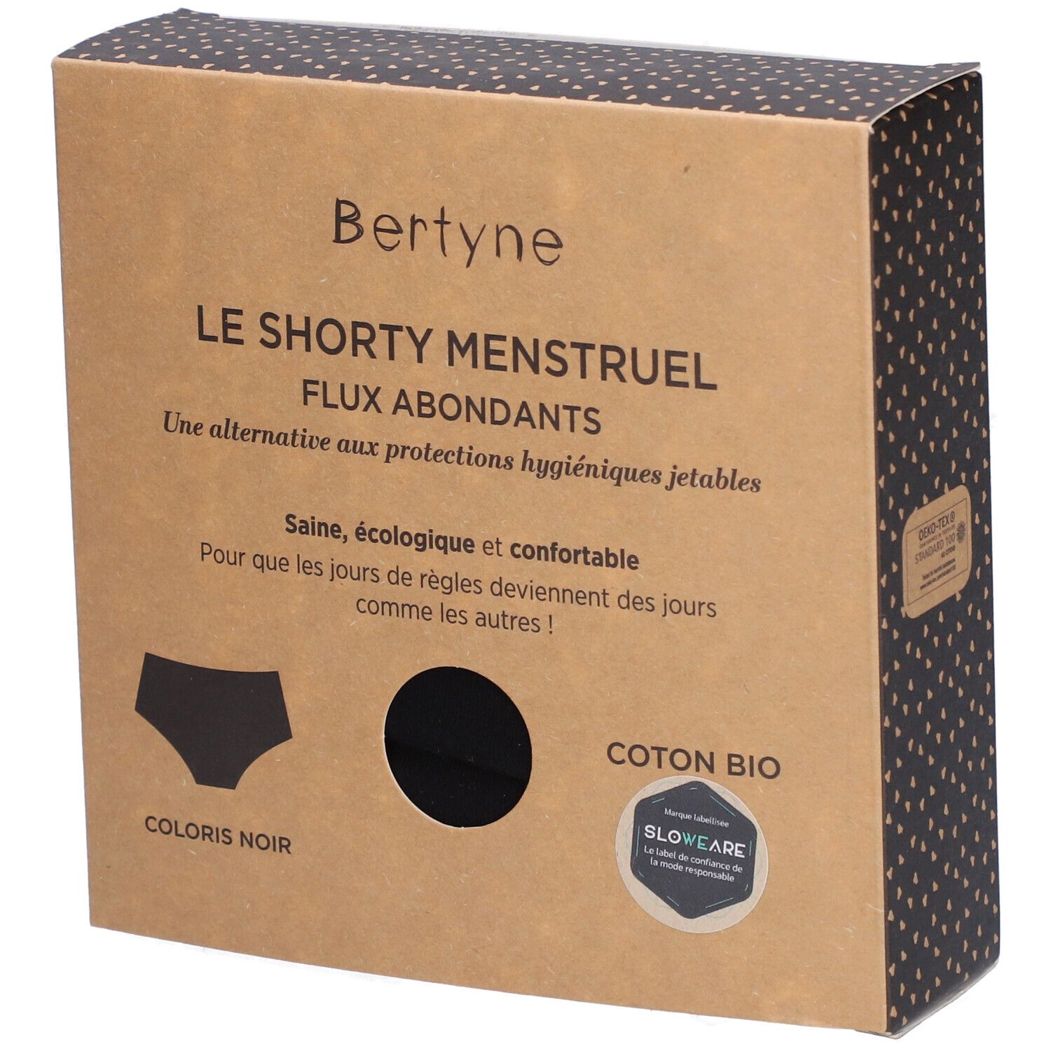 BERTYNE Menstruatie Shorty - Biologisch katoen - Abundant flow - Maat XXL - Zwart
