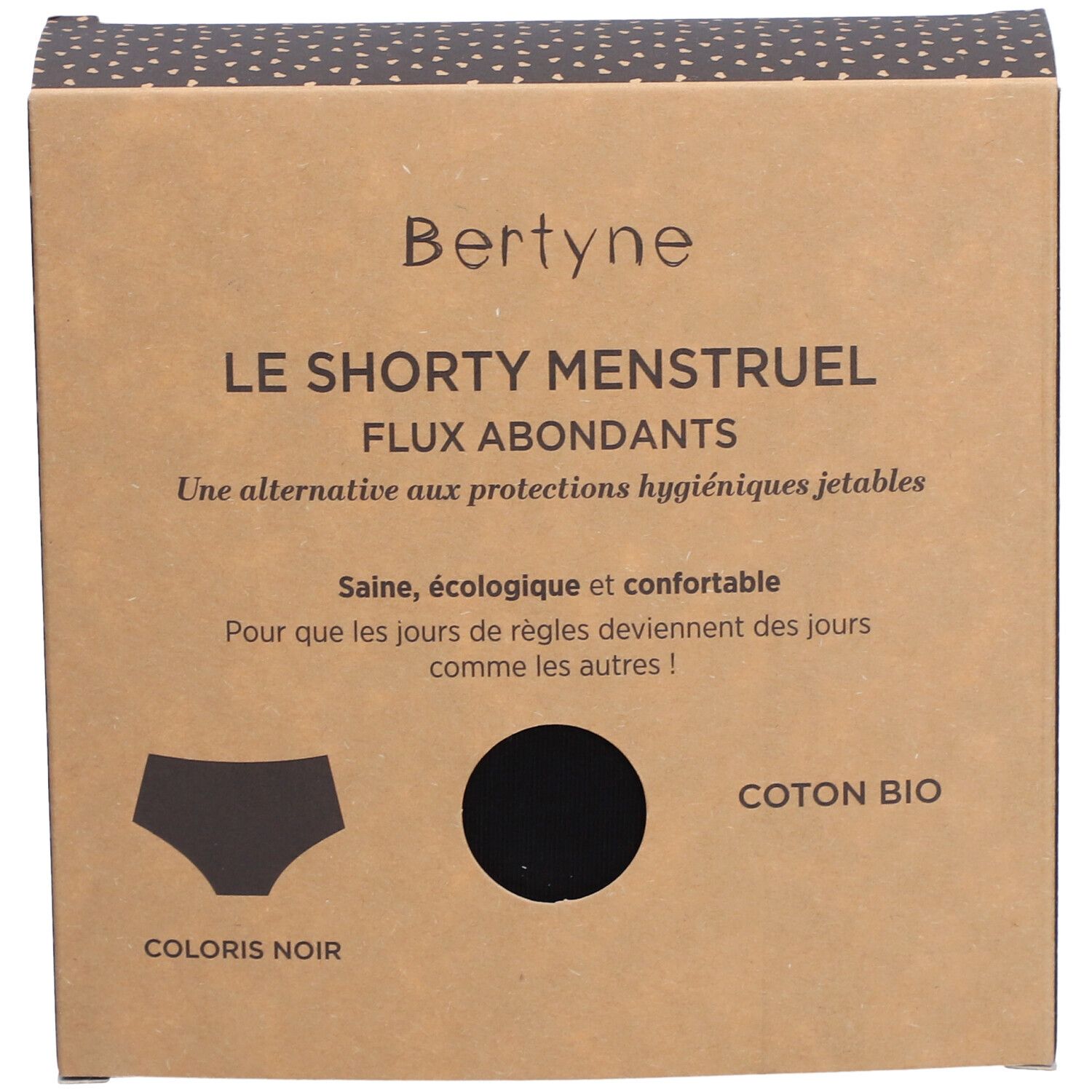BERTYNE Menstruatie Shorty - Biologisch katoen - Abundant flow - Maat XXS - Zwart