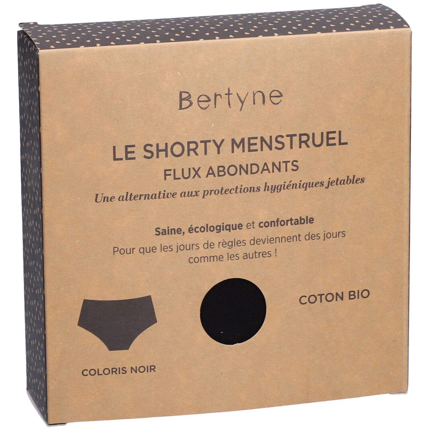 BERTYNE Menstruatie Shorty - Biologisch katoen - Abundant flow - Maat XXS - Zwart