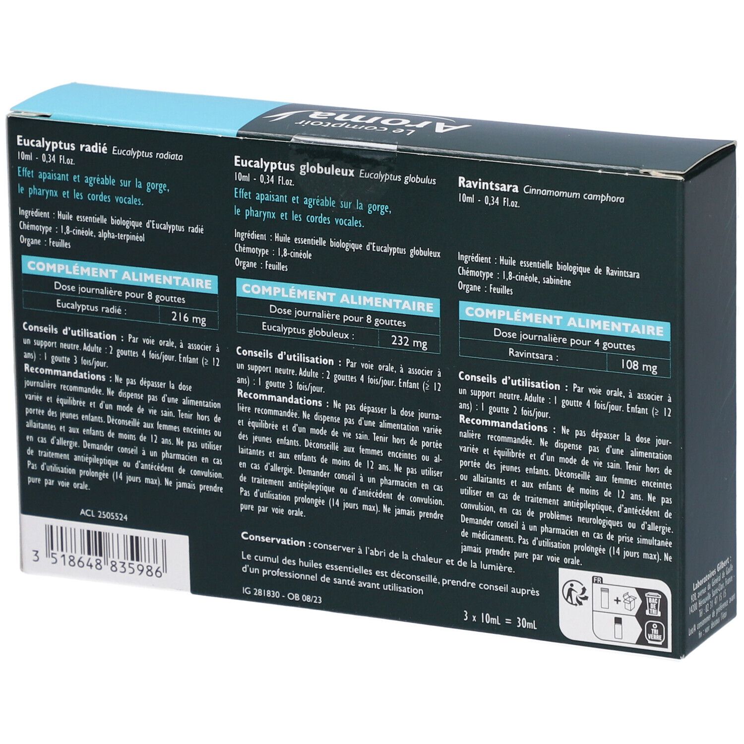 Lcaroma coffret trio huiles essentielles respiratoire bio