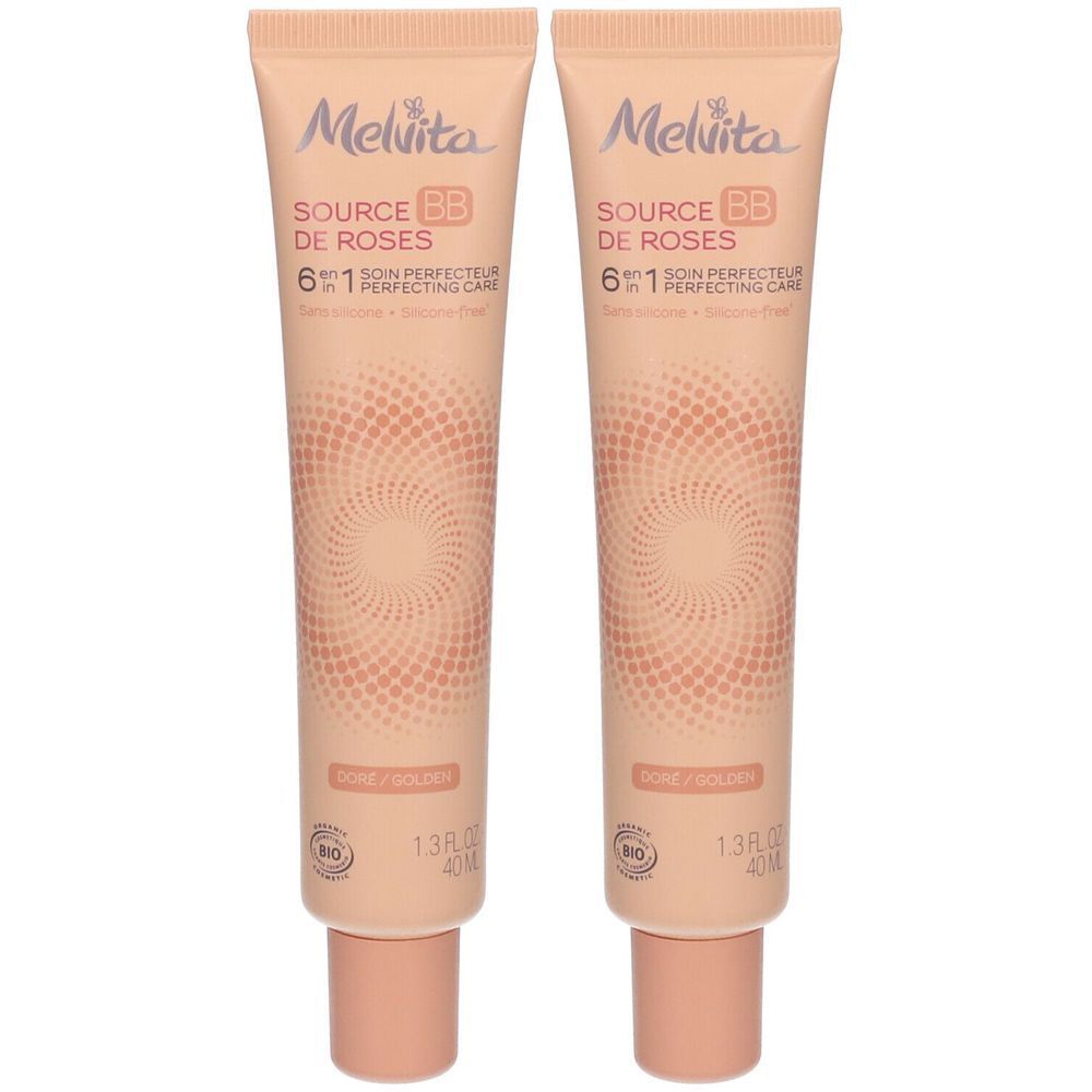 Melvita Source de Roses BB-Crème Soin Perfecteur 6en1 Bio teinte dorée x2