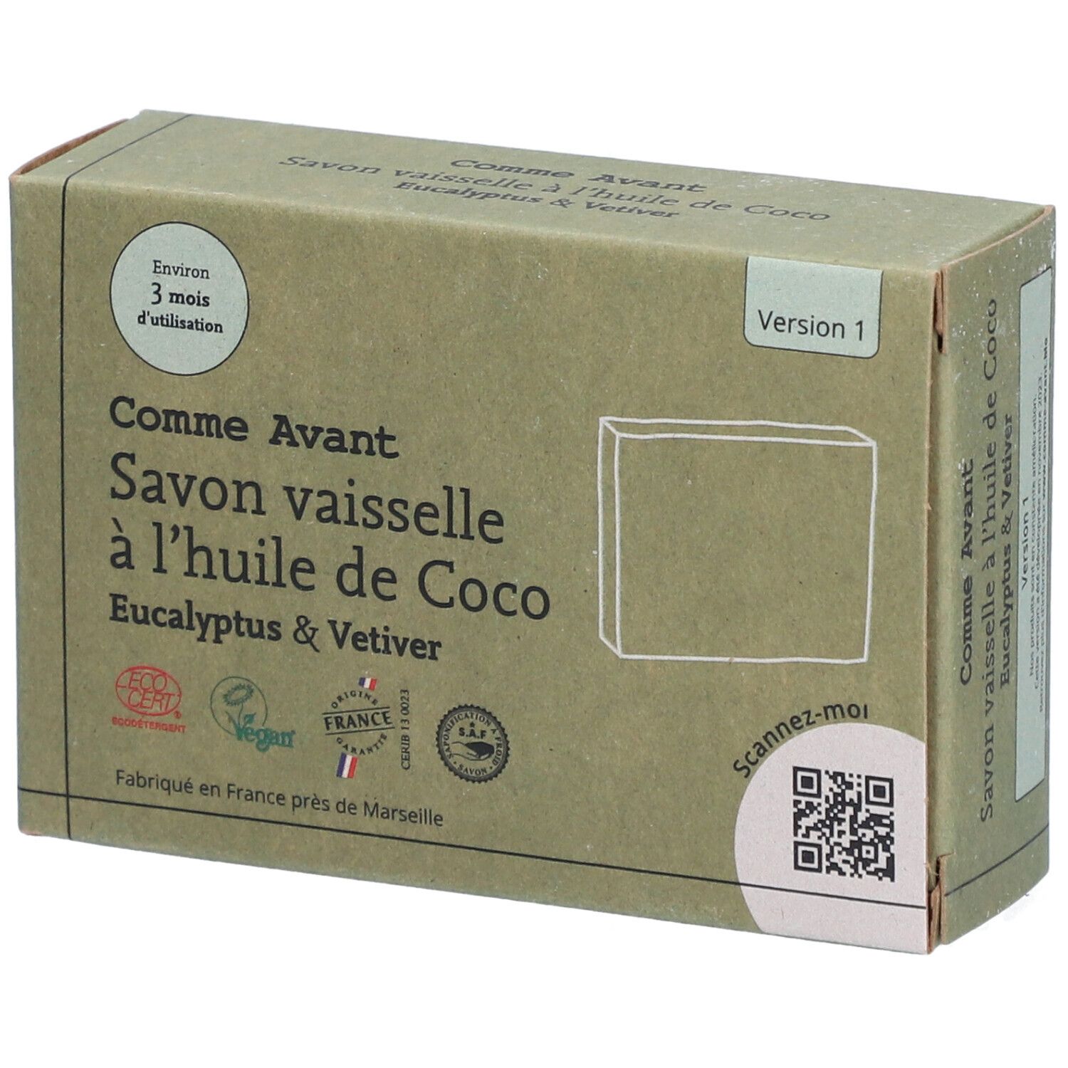 Comme Avant Savon Vaisselle à l'Huile de Coco Eucalyptus & Vetiver