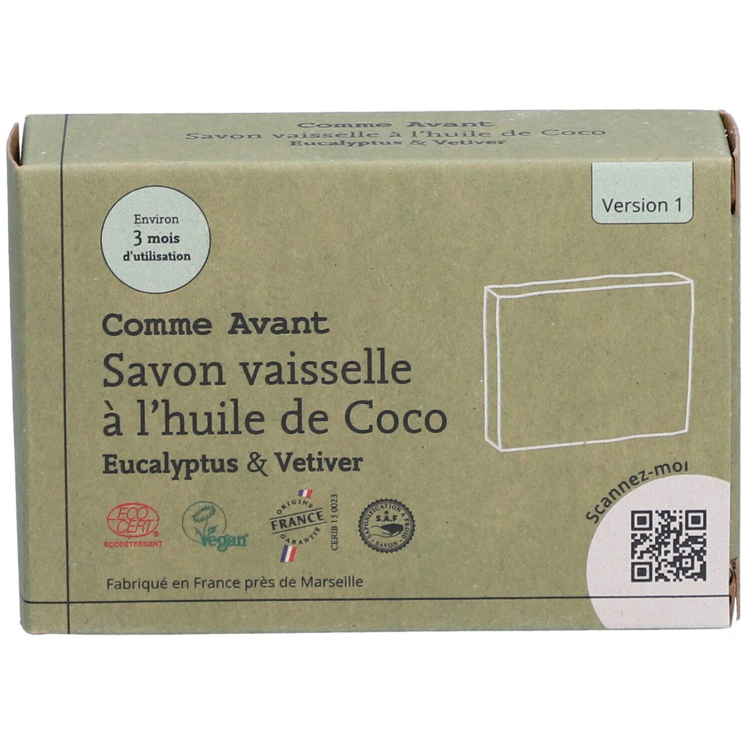 Comme Avant Savon Vaisselle à l'Huile de Coco Eucalyptus & Vetiver