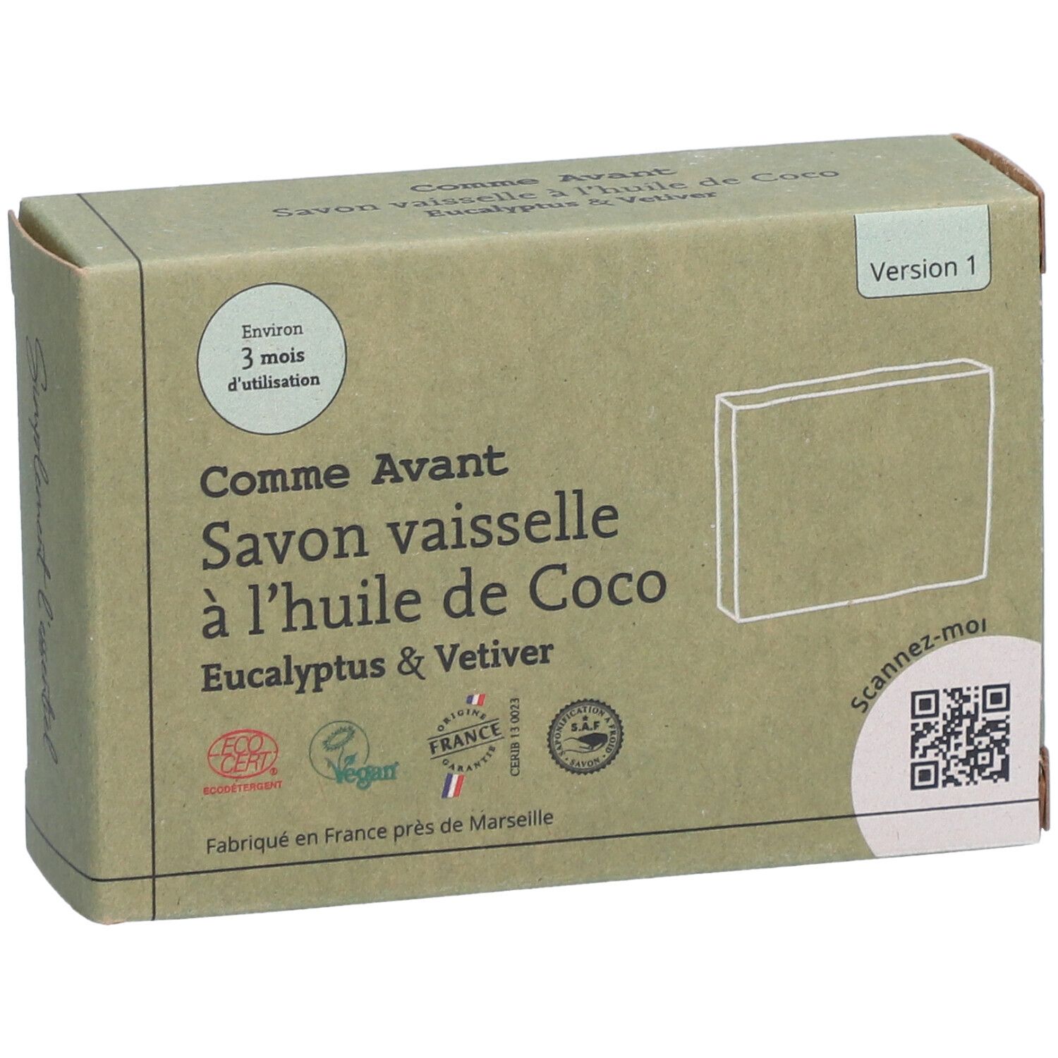 Comme Avant Savon Vaisselle à l'Huile de Coco Eucalyptus & Vetiver