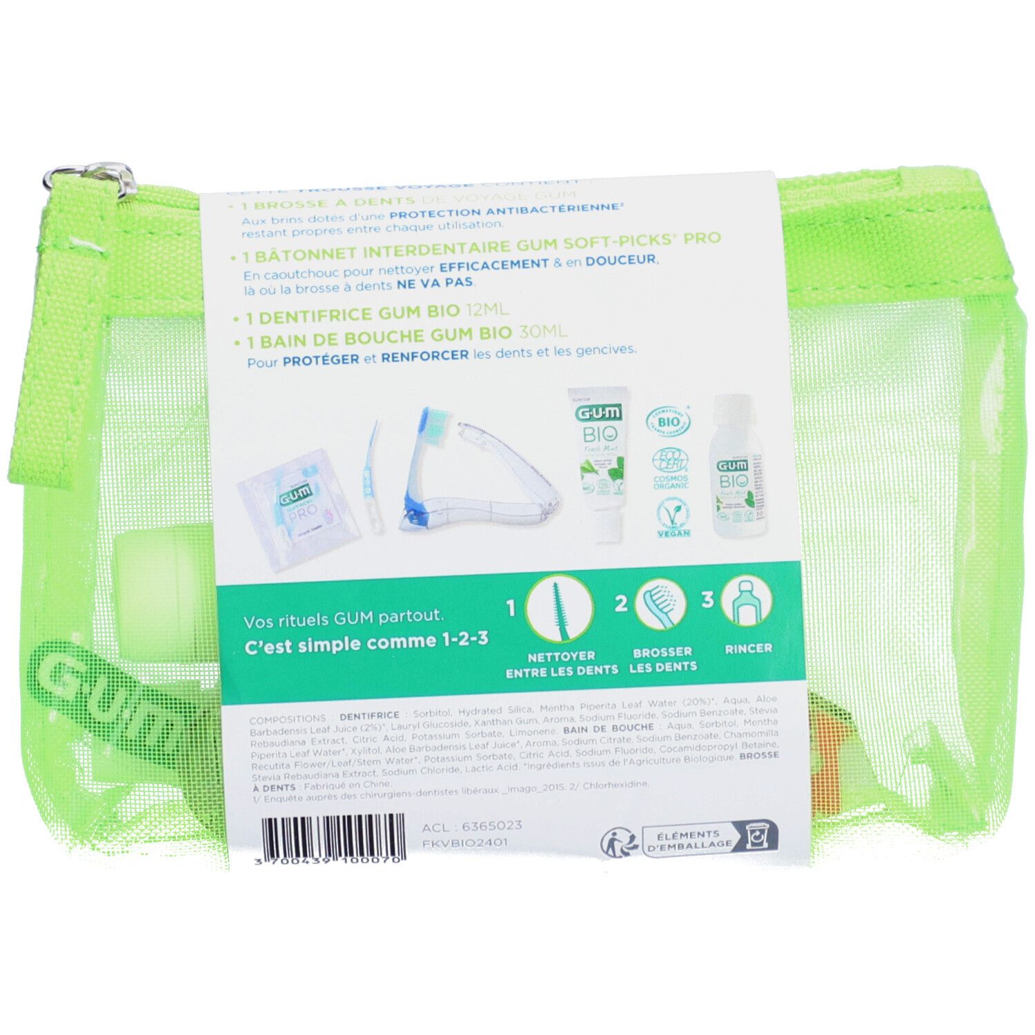 GUM Organic Dagelijkse Bescherming Reisset