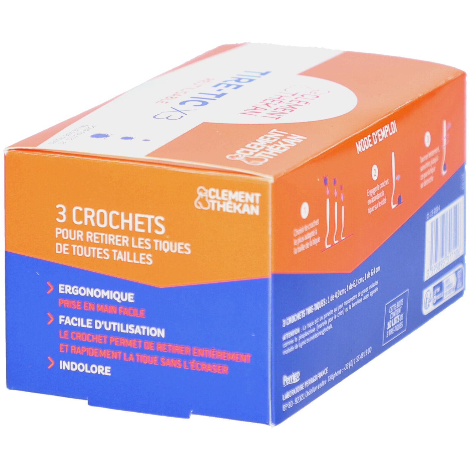 Boîte Tire-Tic X3, bleue et orange. Instructions d'utilisation et logo visibles.