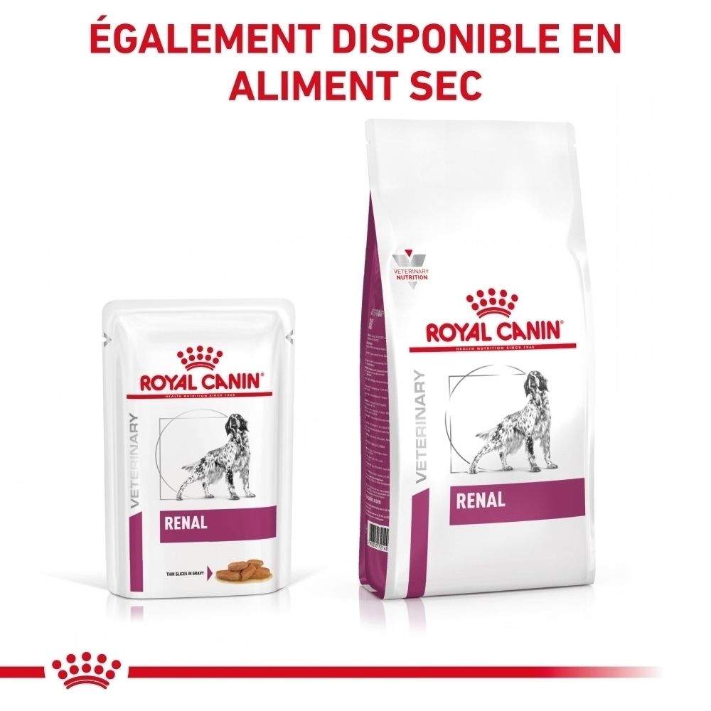 Royal Canin Veterinary Diet Renal : Sachet individuel de 100 g. Chien tacheté.