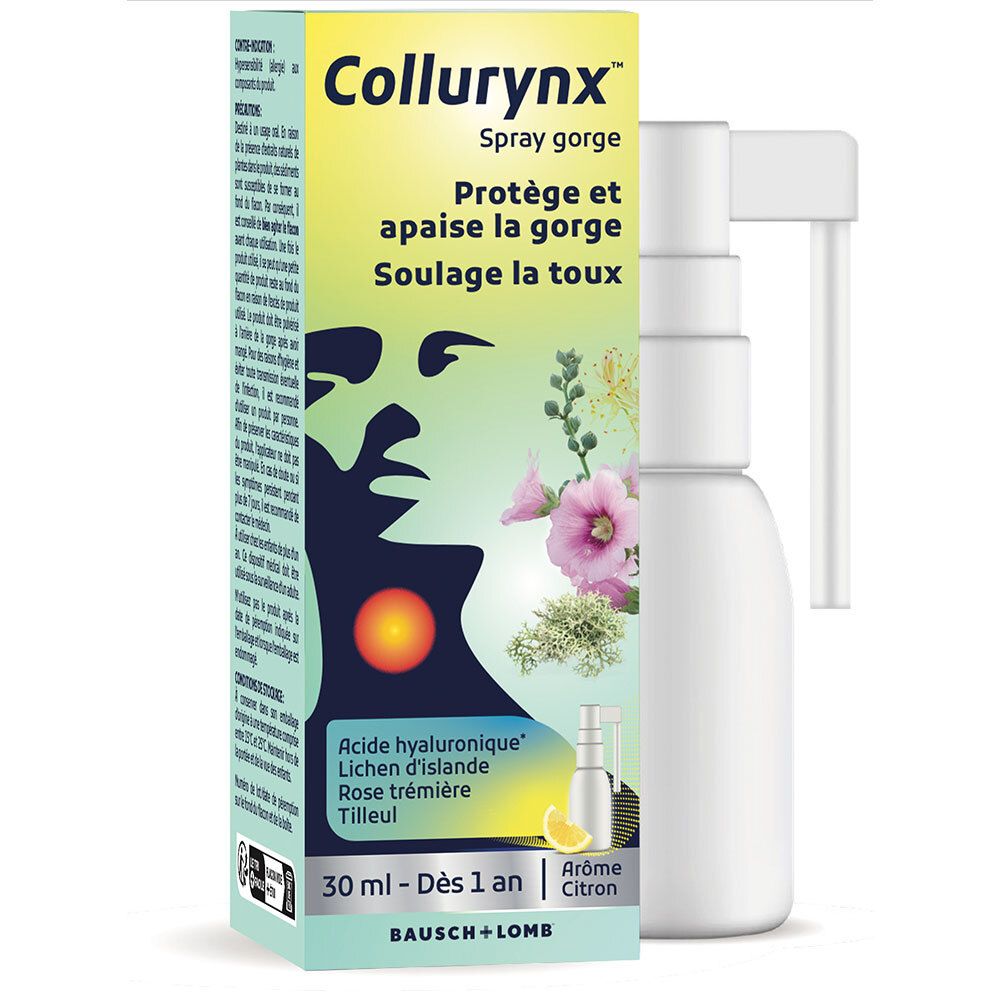 Collurynx Spray Keel: Doos en sprayfles met applicator. 30 ml.