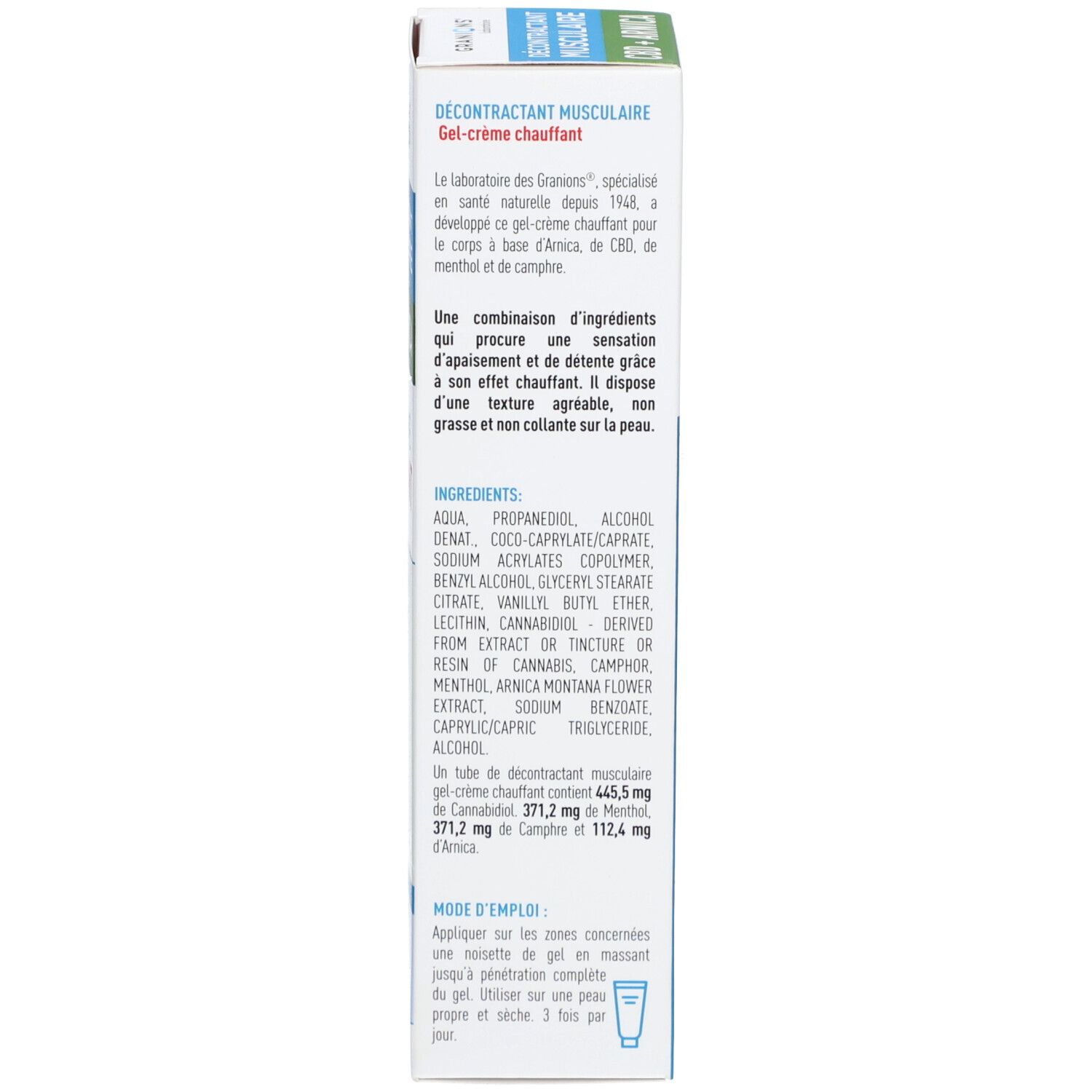Granions® Décontractant Musculaire CBD + Arnica Gel-Crème Chauffant
