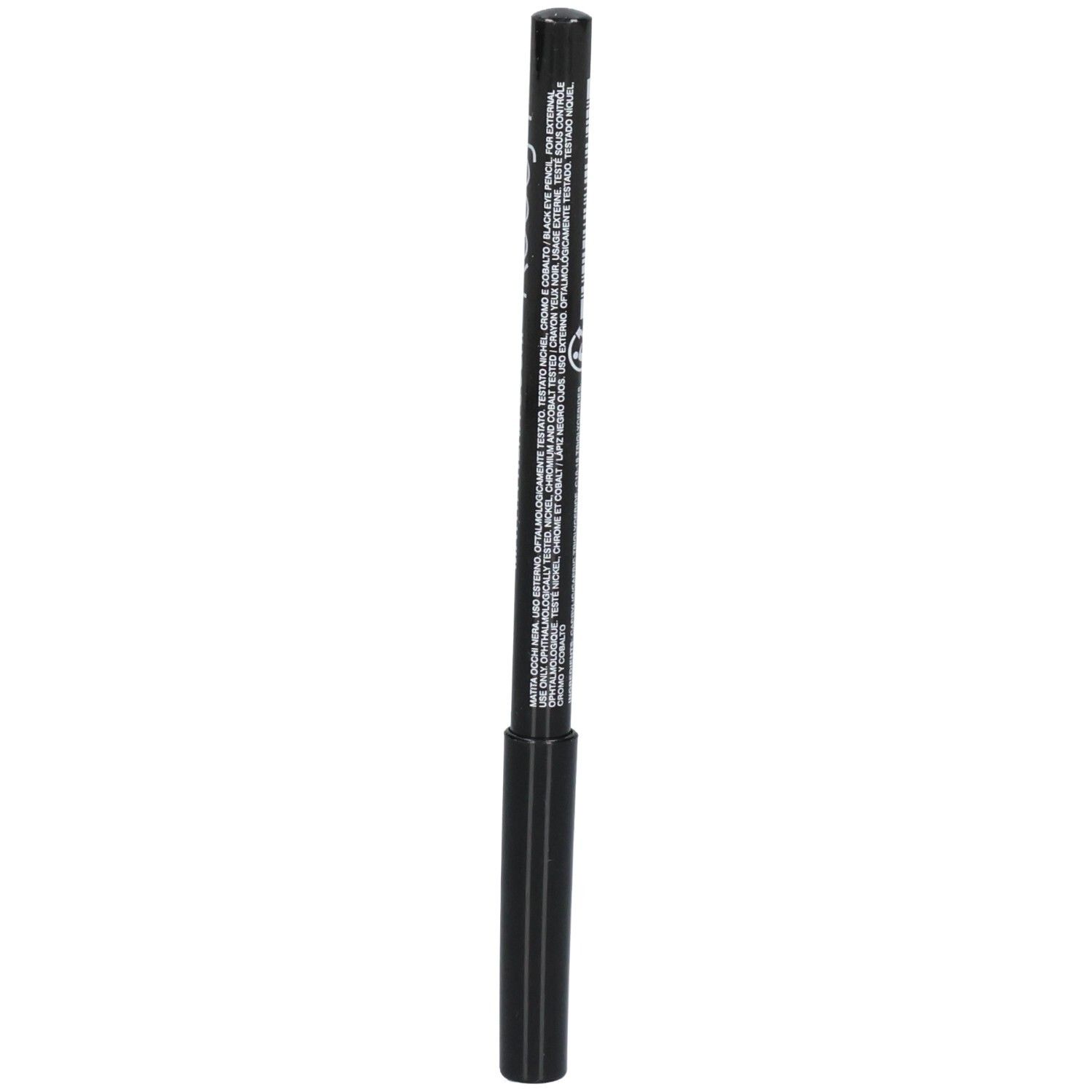 Crayon eye-liner noir avec inscriptions.