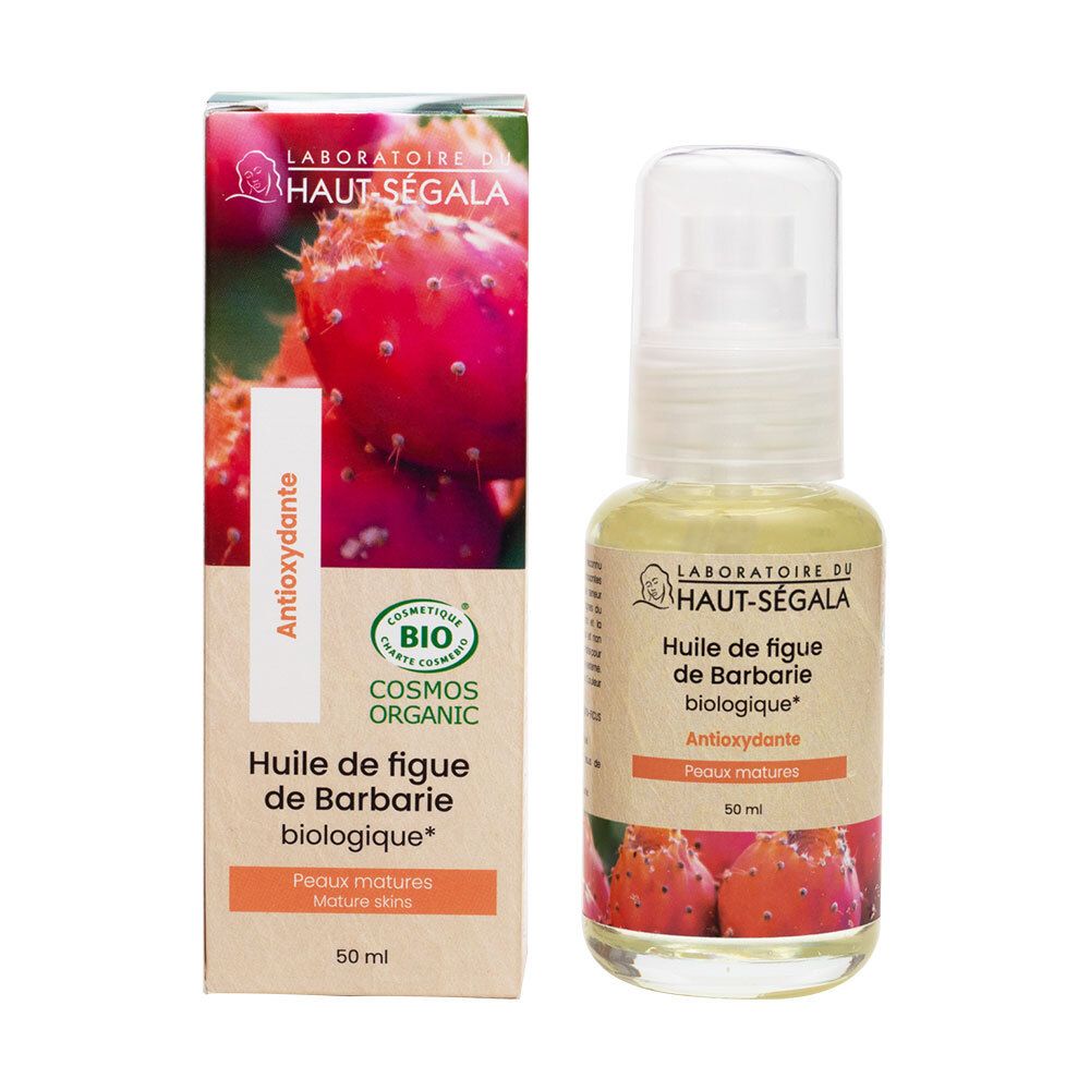 Fles en verpakking met productinformatie. Label met logo en tekst. Biologische certificering. Illustratie van cactusvijgen.