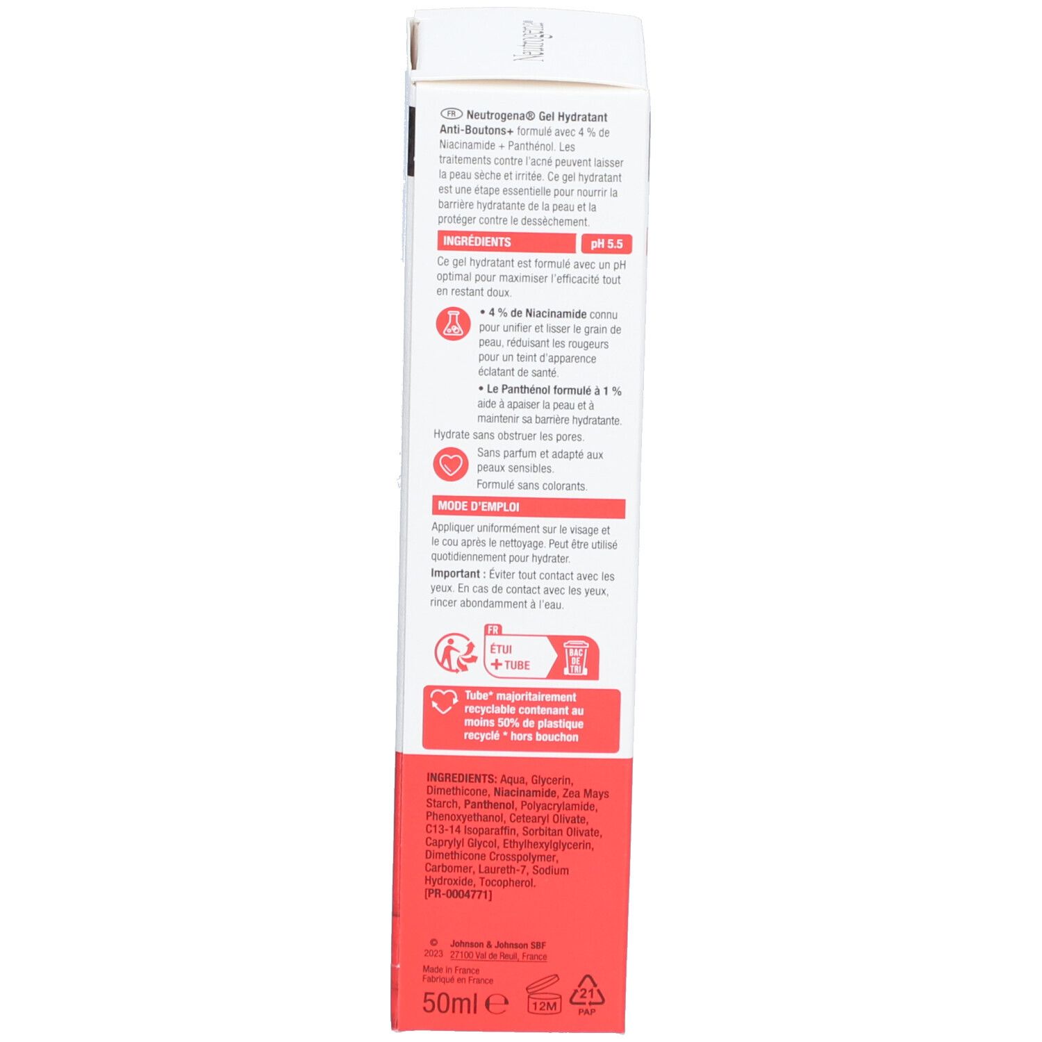 Neutrogena Gel Hydratant Anti-Boutons+ avec 4% Niacinamide et Panthénol