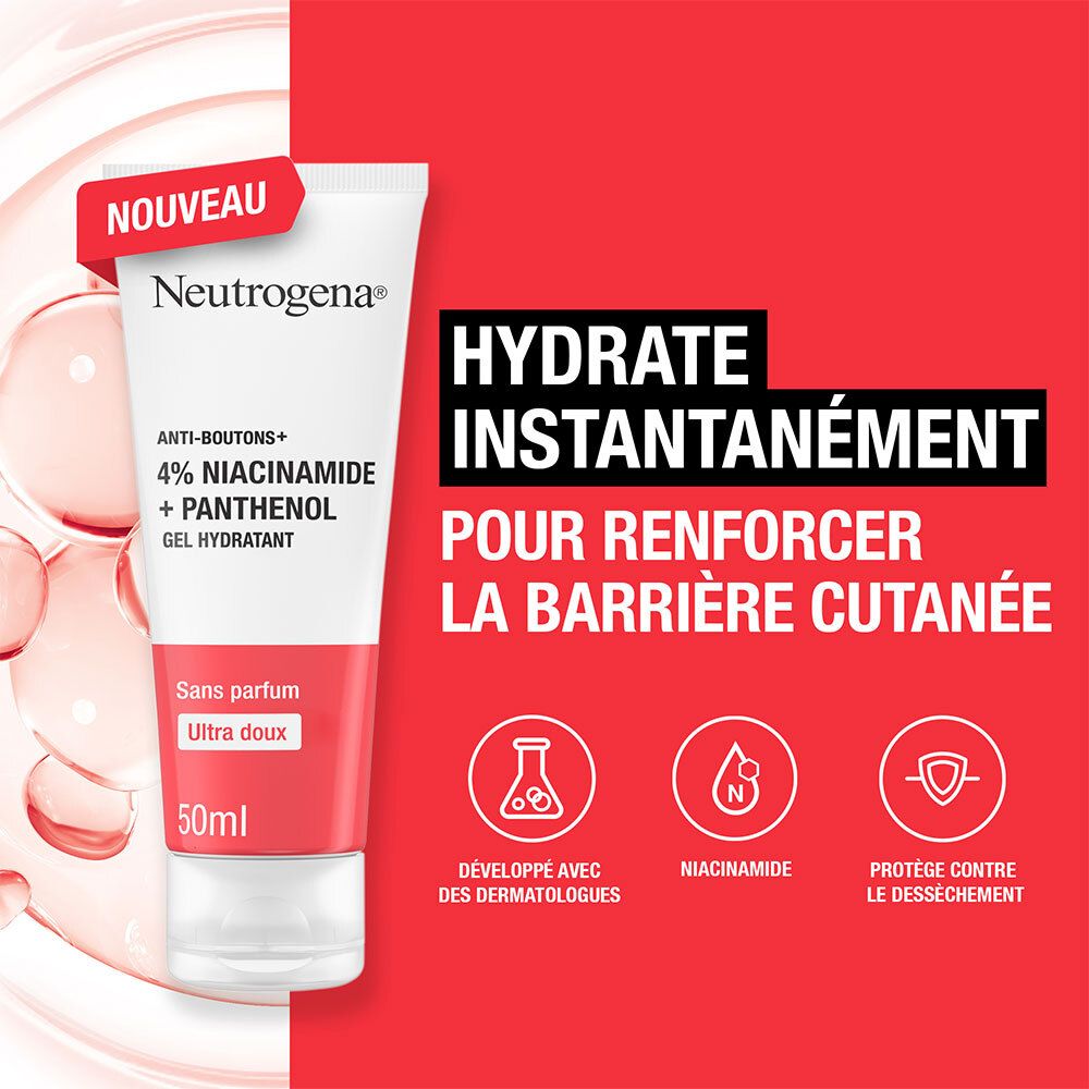 Neutrogena Gel Hydratant Anti-Boutons+ avec 4% Niacinamide et Panthénol