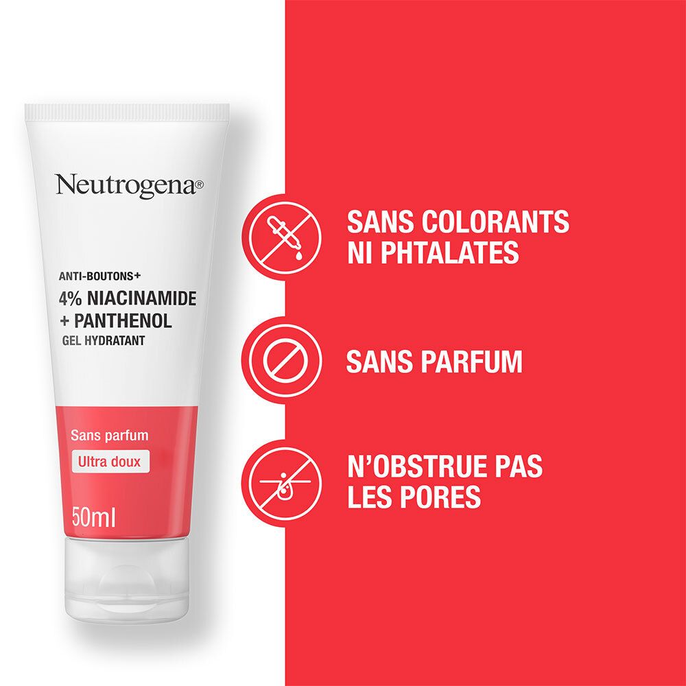Neutrogena Gel Hydratant Anti-Boutons+ avec 4% Niacinamide et Panthénol