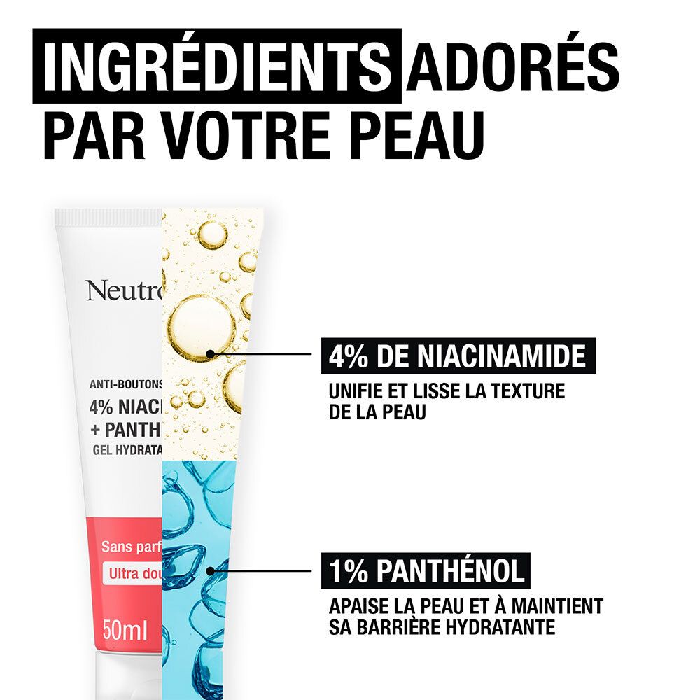 Neutrogena Gel Hydratant Anti-Boutons+ avec 4% Niacinamide et Panthénol