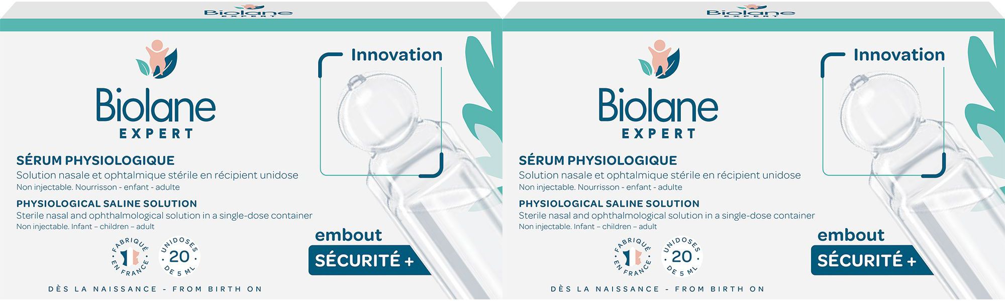 Biolane Expert - Sérum Physiologique - Solution nasale stérile - 20 unidoses x2