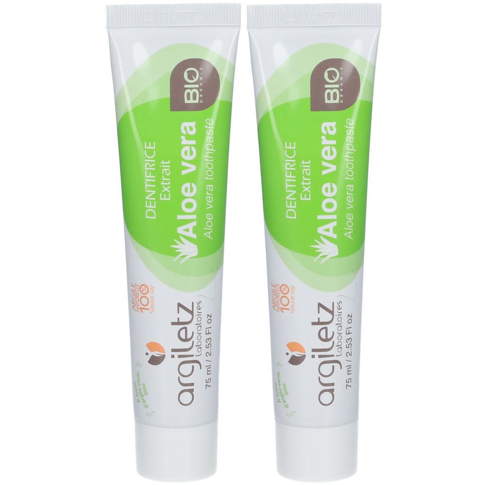 Argiletz Dentifrice Aloe Vera Bio sans Fluor