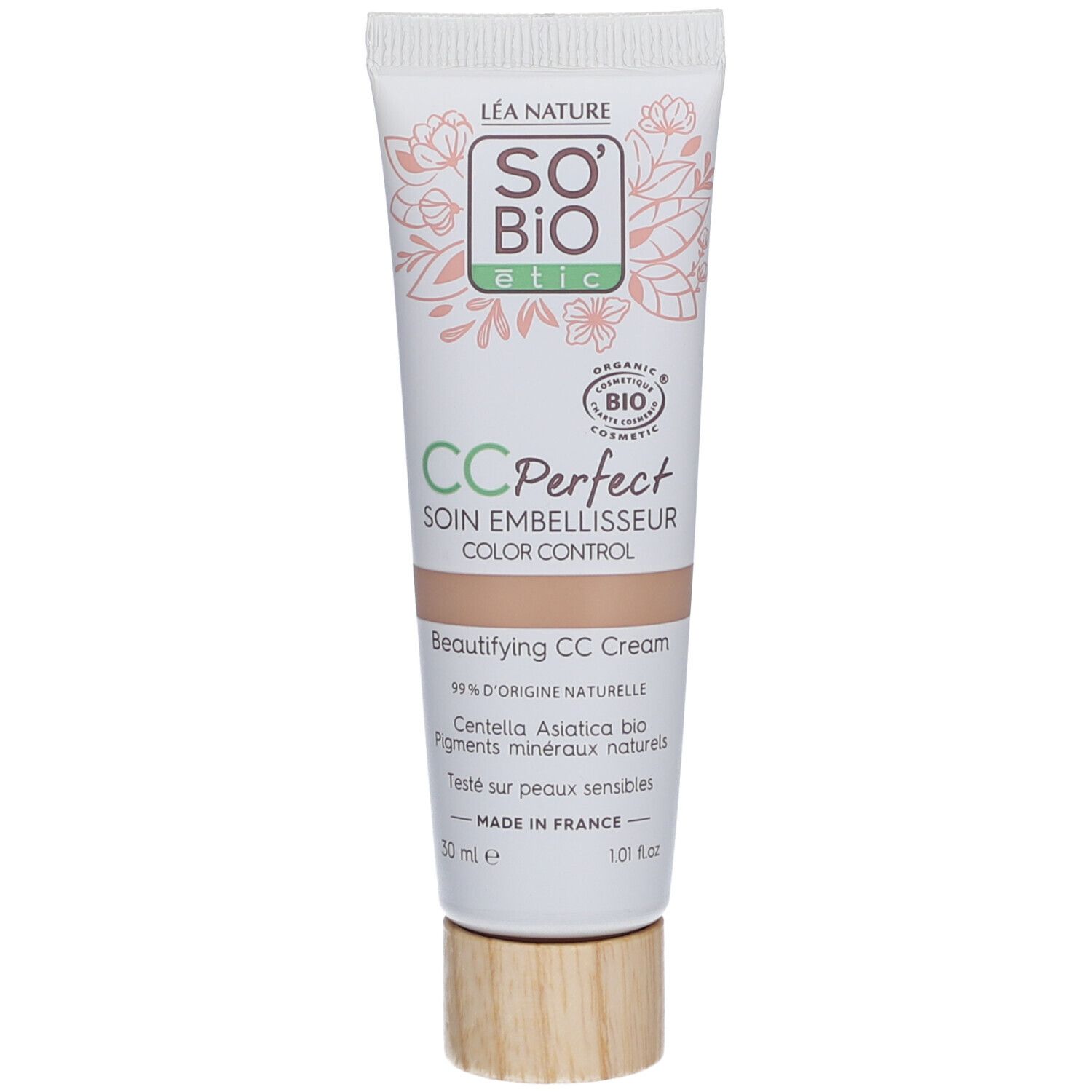 SO BIO ETIC CC Perfect tube, tint Medium. Opschrift en logo. BIO-certificering.