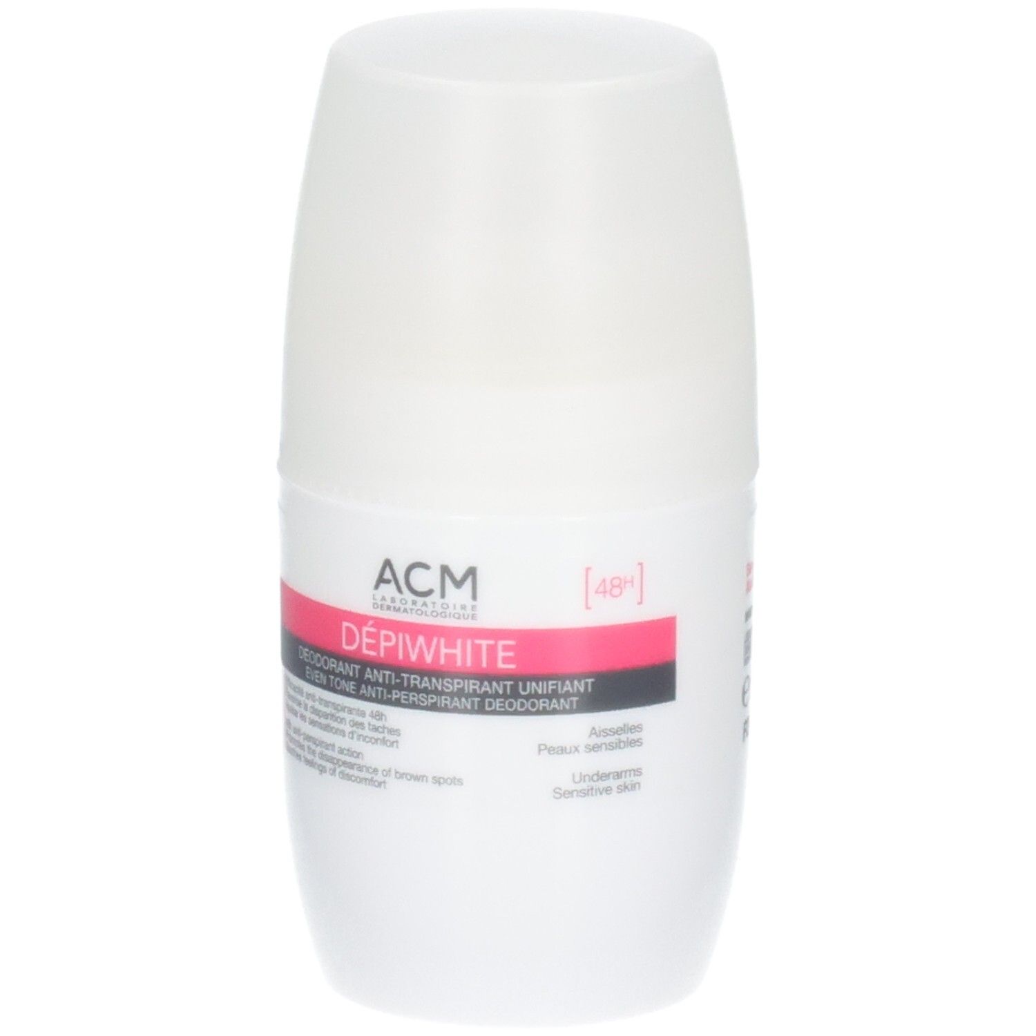 Déodorant anti-transpirant roll-on ACM DÉPIWHITE pour peaux sensibles, 48h.