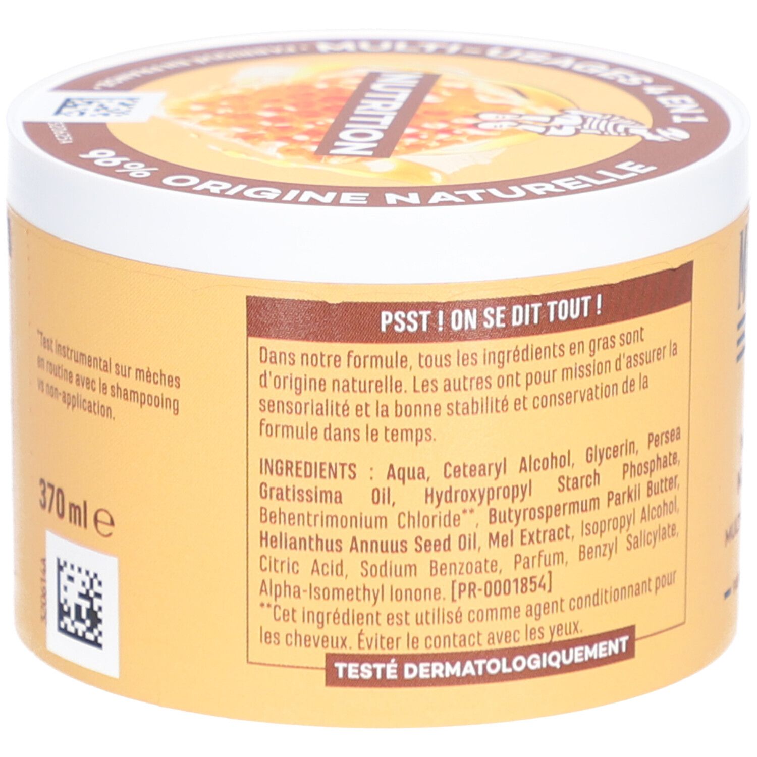 LE PETIT MARSEILLAIS Masque Nutrition Multi-Usages 4 en 1. Pot. Tekst: Ingrediënten en dermatologisch getest.