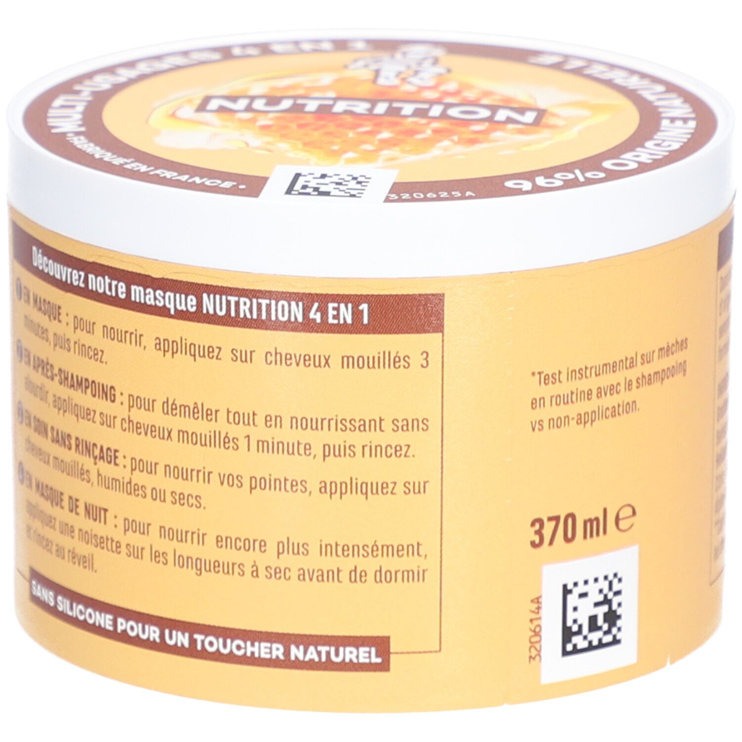 LE PETIT MARSEILLAIS Masque Nutrition Multi-Usages 4 en 1. Pot. Tekst: Gebruiksaanwijzing en 370ml.