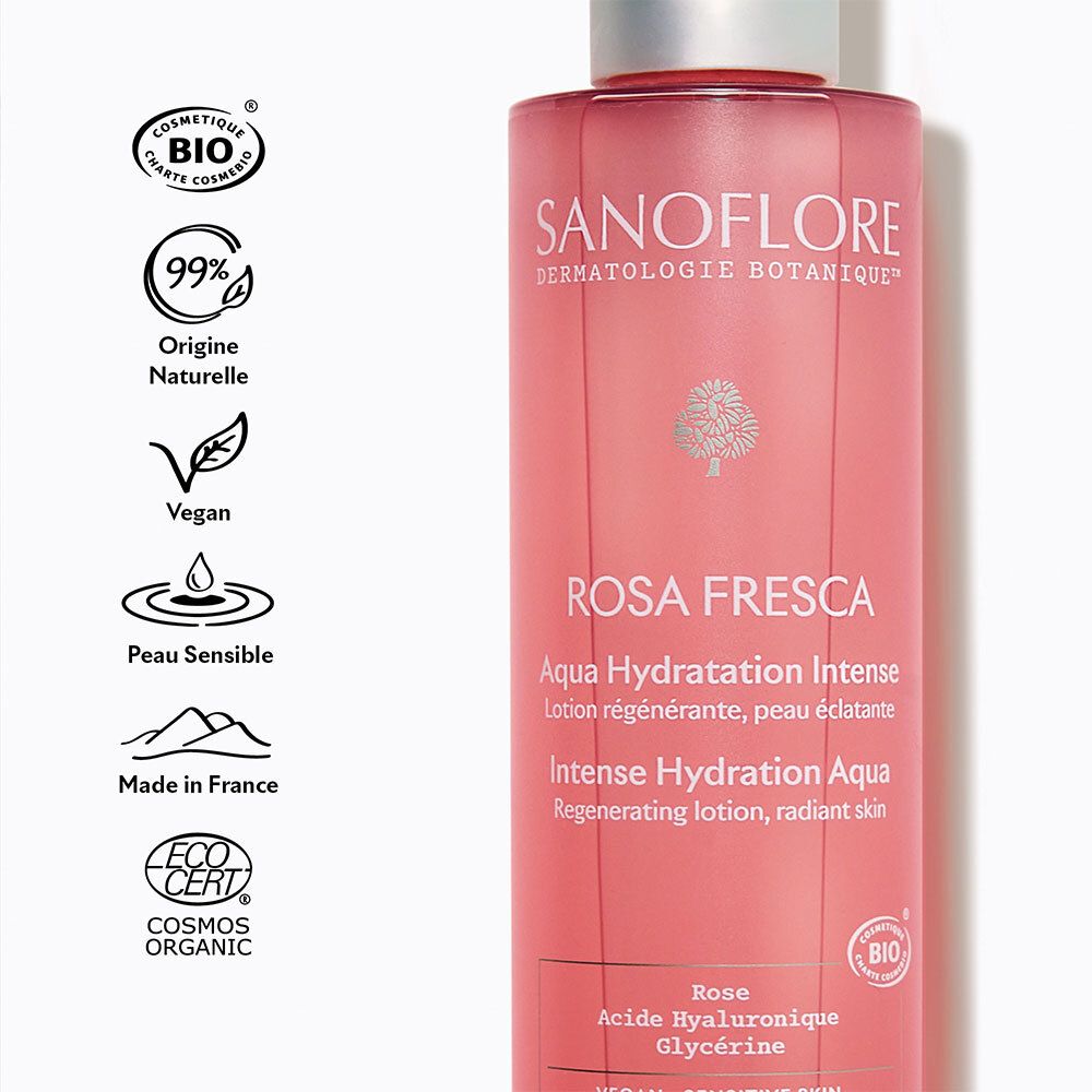 Sanoflore Rosa Fresca fles met zegels: Bio, 99% natuurlijke oorsprong, Vegan.