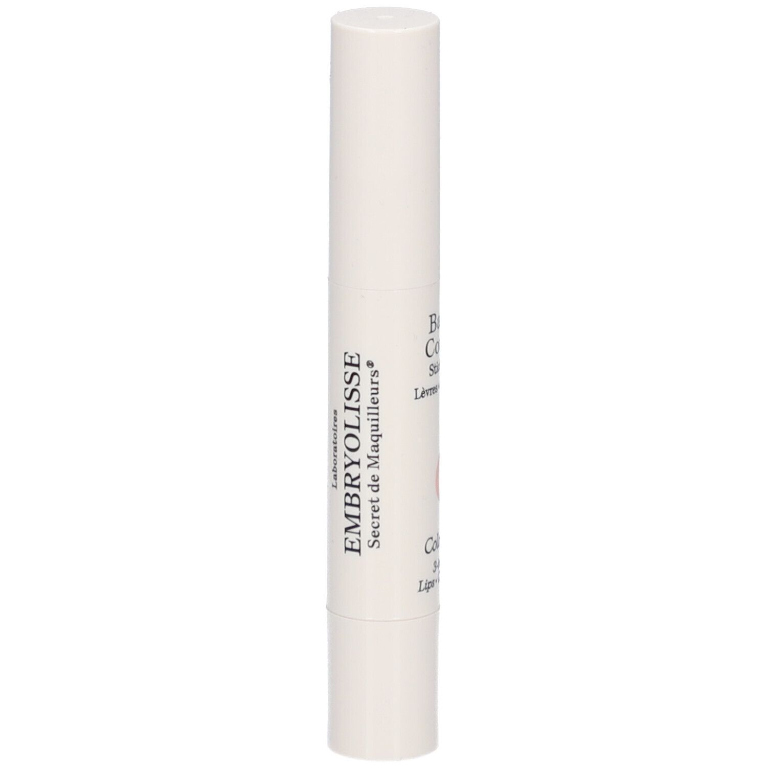 Witte stick met tekst in het Frans. Merk EMBRYOLISSE zichtbaar.