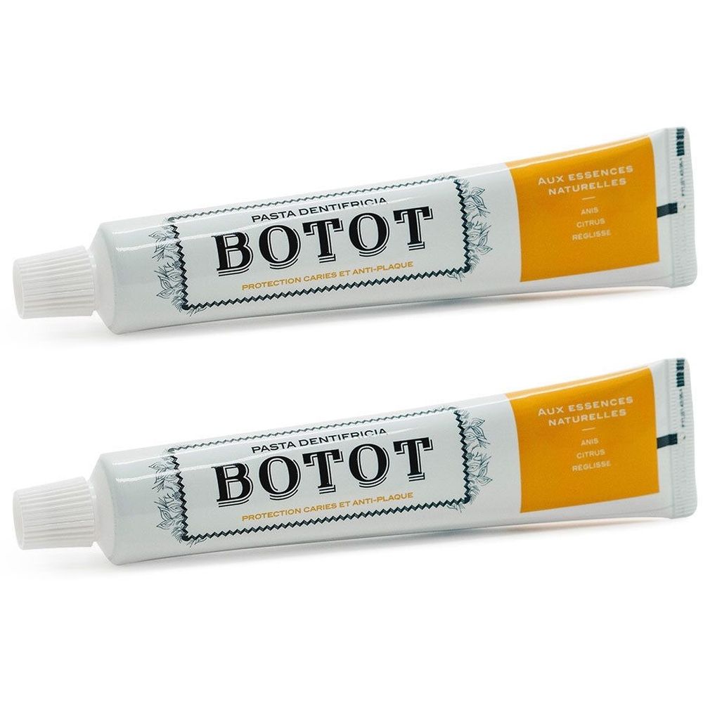 BOTOT DENTIFRICE - Pâte dentifrice fluorée, jaune.  - tube 75 ml x2