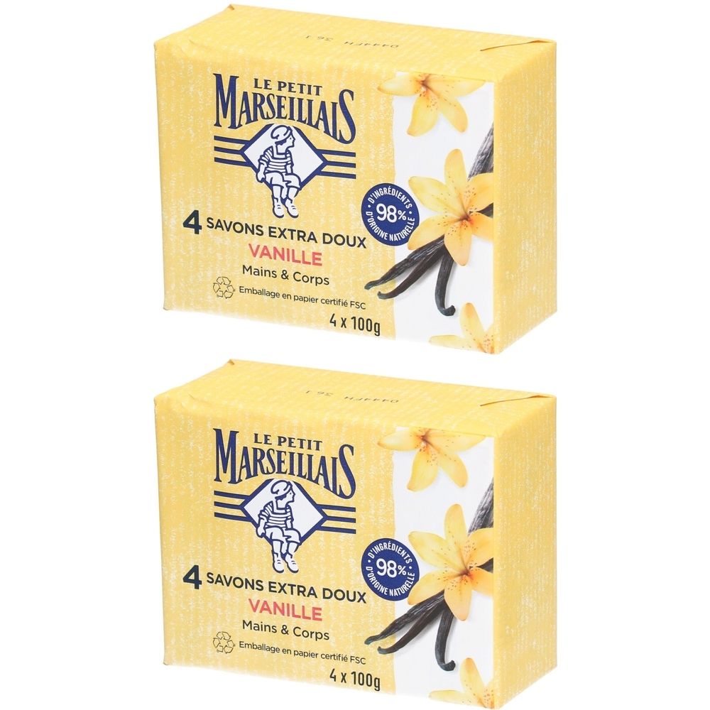 LE PETIT MARSEILLAIS Savon Extra-Doux Vanille 4x100G x2